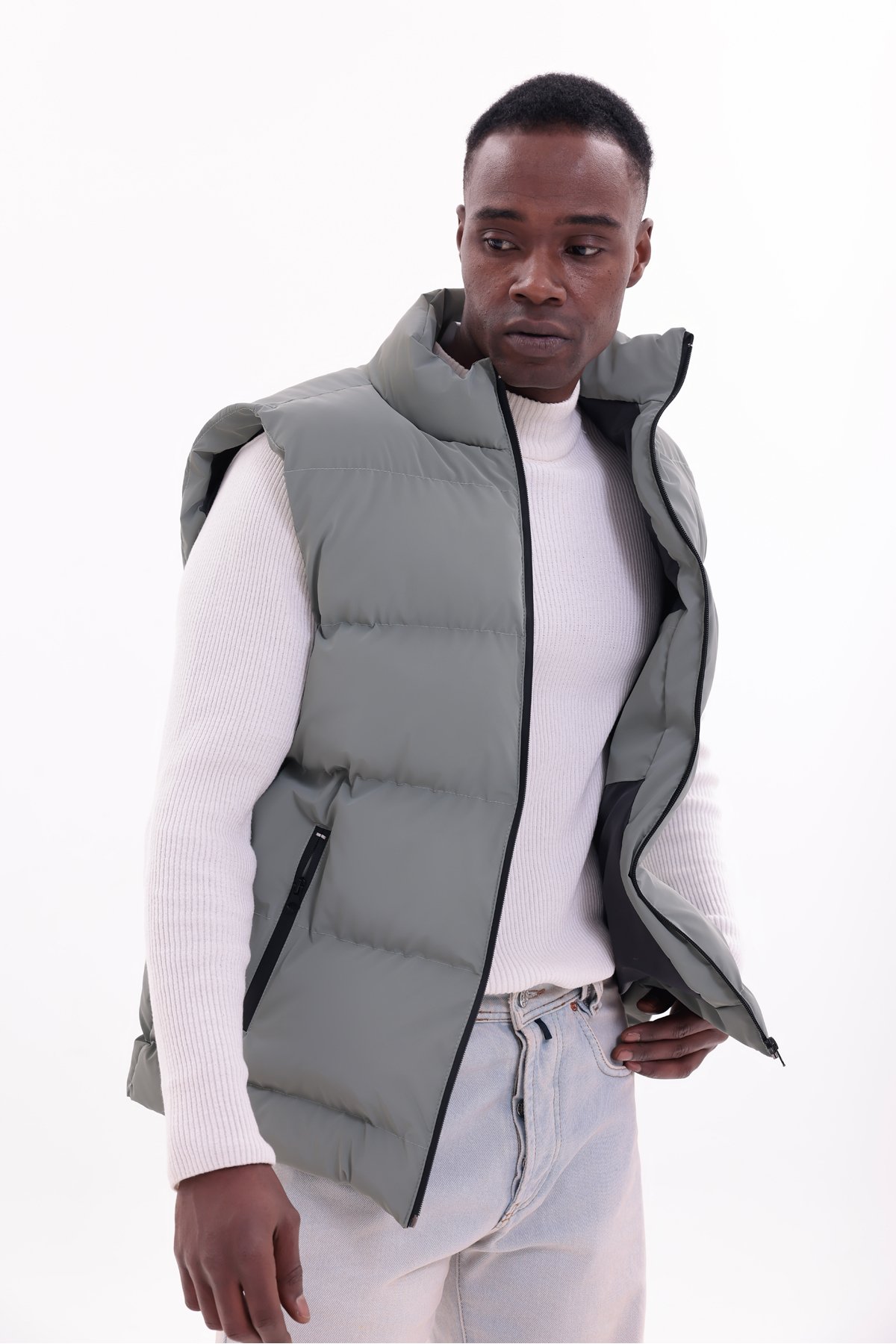 freemen  Erkek Nova Kumaş Şişme Yelek Hafif Dolgulu Fermuarlı Cepli Su İtici Rahat Kalıp - Görsel 4