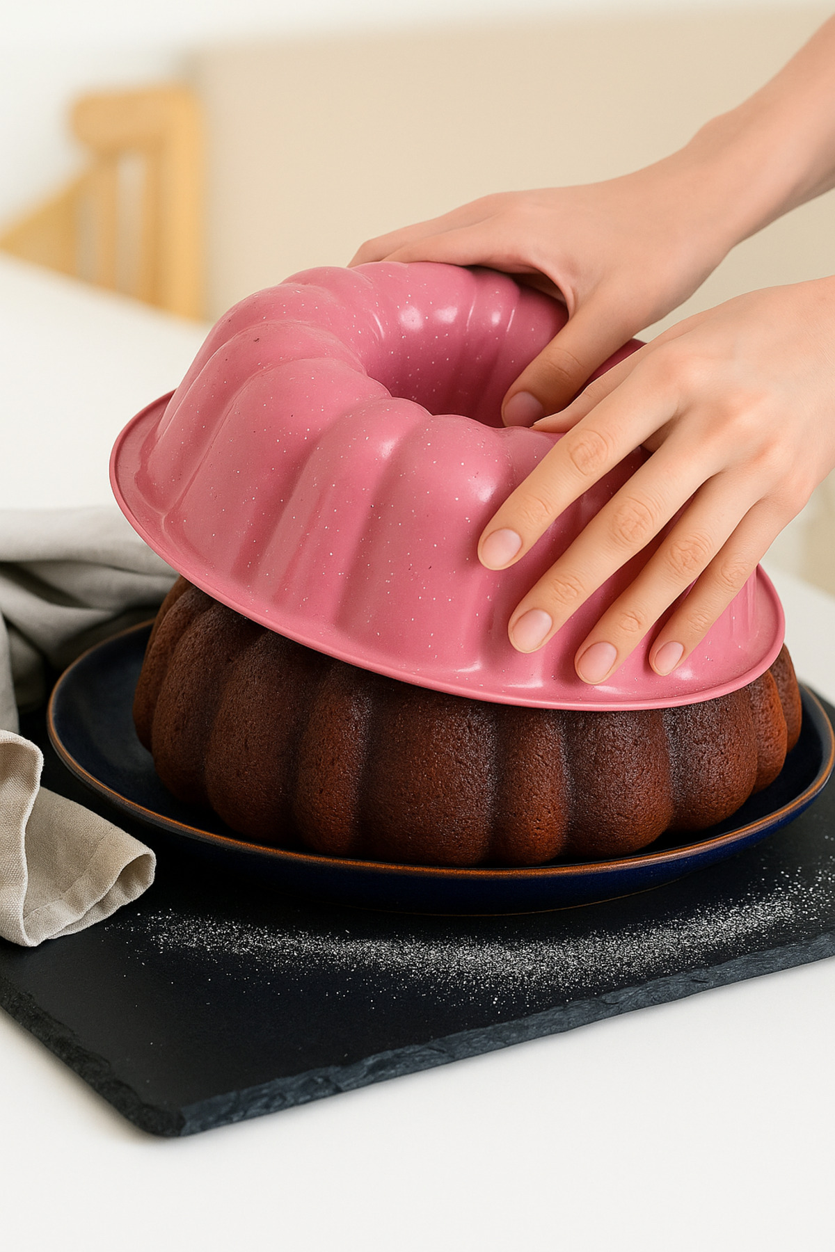 قالب كيك جرانيت فاخر غير لاصق لتحضير الحلويات باحت...