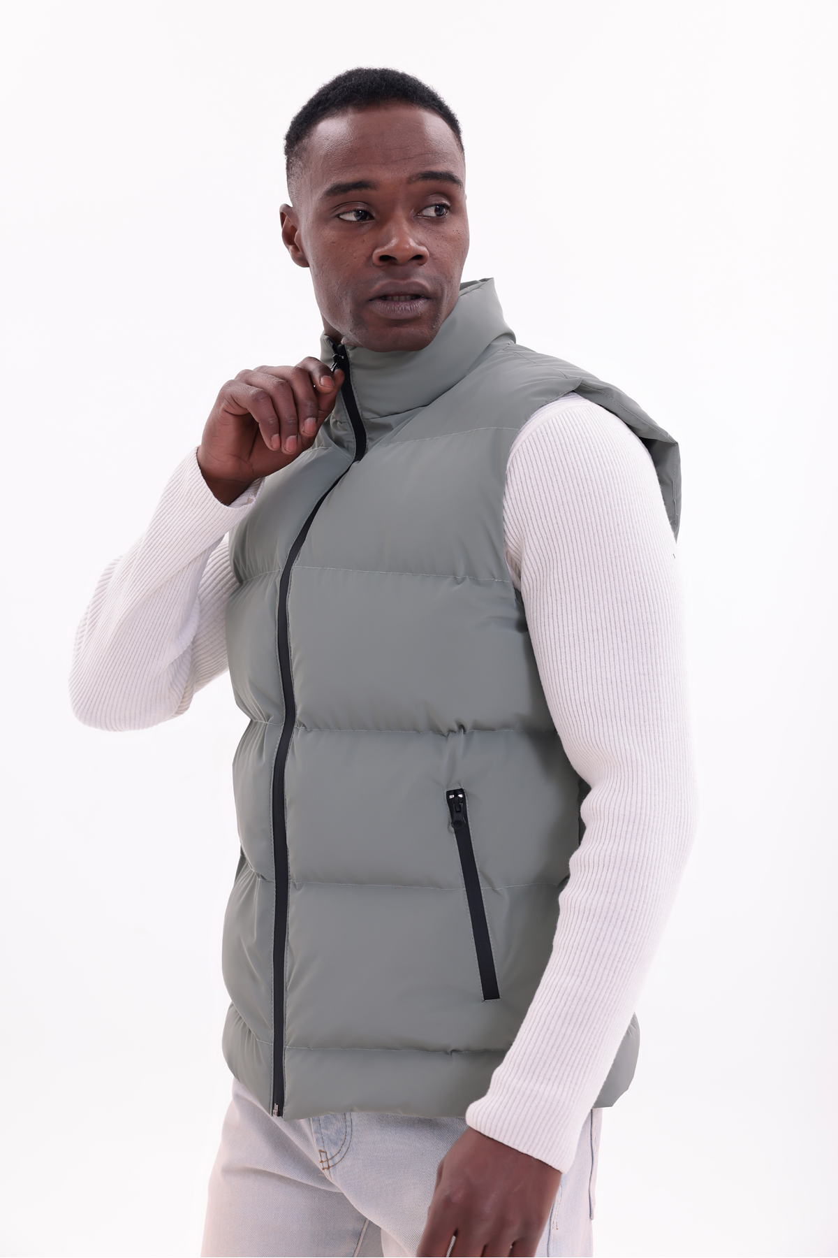 freemen  Erkek Nova Kumaş Şişme Yelek Hafif Dolgulu Fermuarlı Cepli Su İtici Rahat Kalıp - Görsel 7