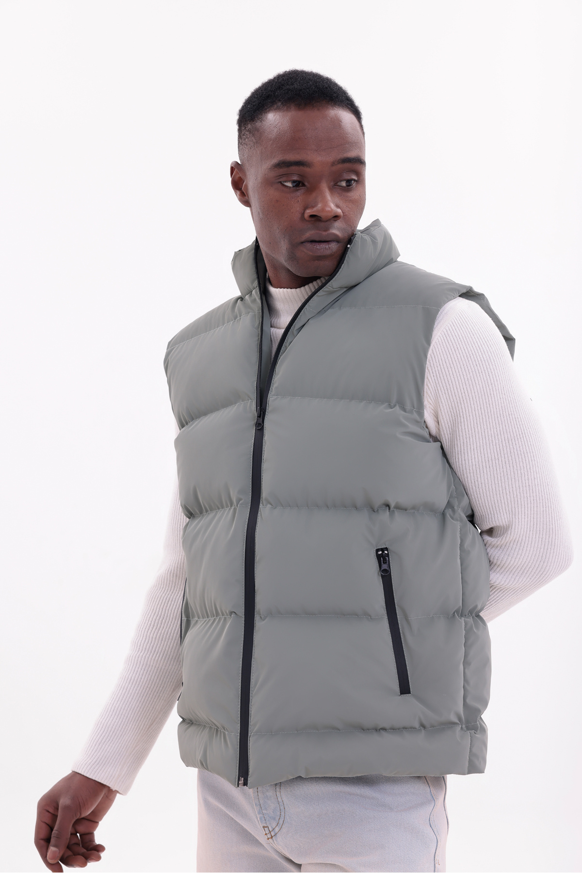 freemen  Erkek Nova Kumaş Şişme Yelek Hafif Dolgulu Fermuarlı Cepli Su İtici Rahat Kalıp