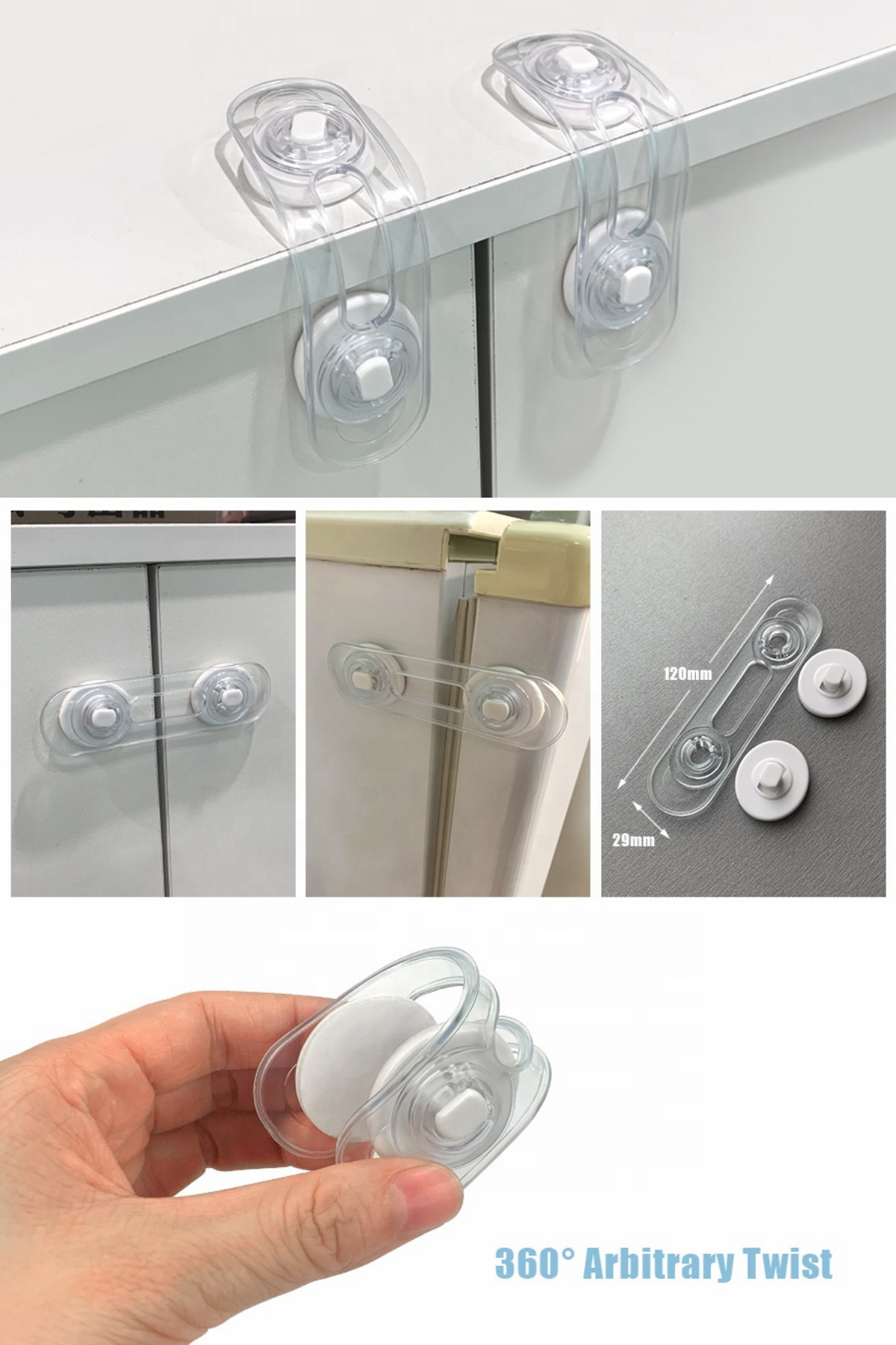 WAPPA 3 ADET Çok Amaçlı Kilit Dolap Çekmece Çok Amaçlı Emniyet Kilidi fotoğrafı 5 (önizleme)