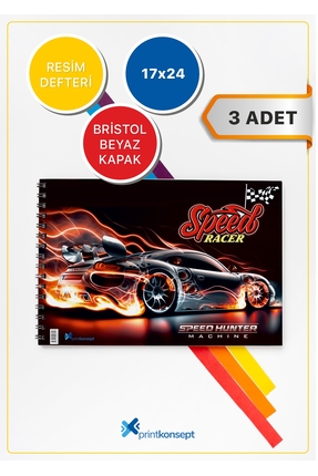 printkonsept 3'lü Set Resim Defteri,küçük Boy Resim Defteri 15 Yaprak,spirall...