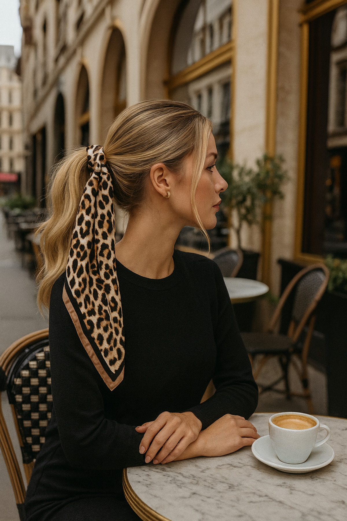 Women's Coffee Leopard Pattern 50x50 Bandana HylDg01357-22