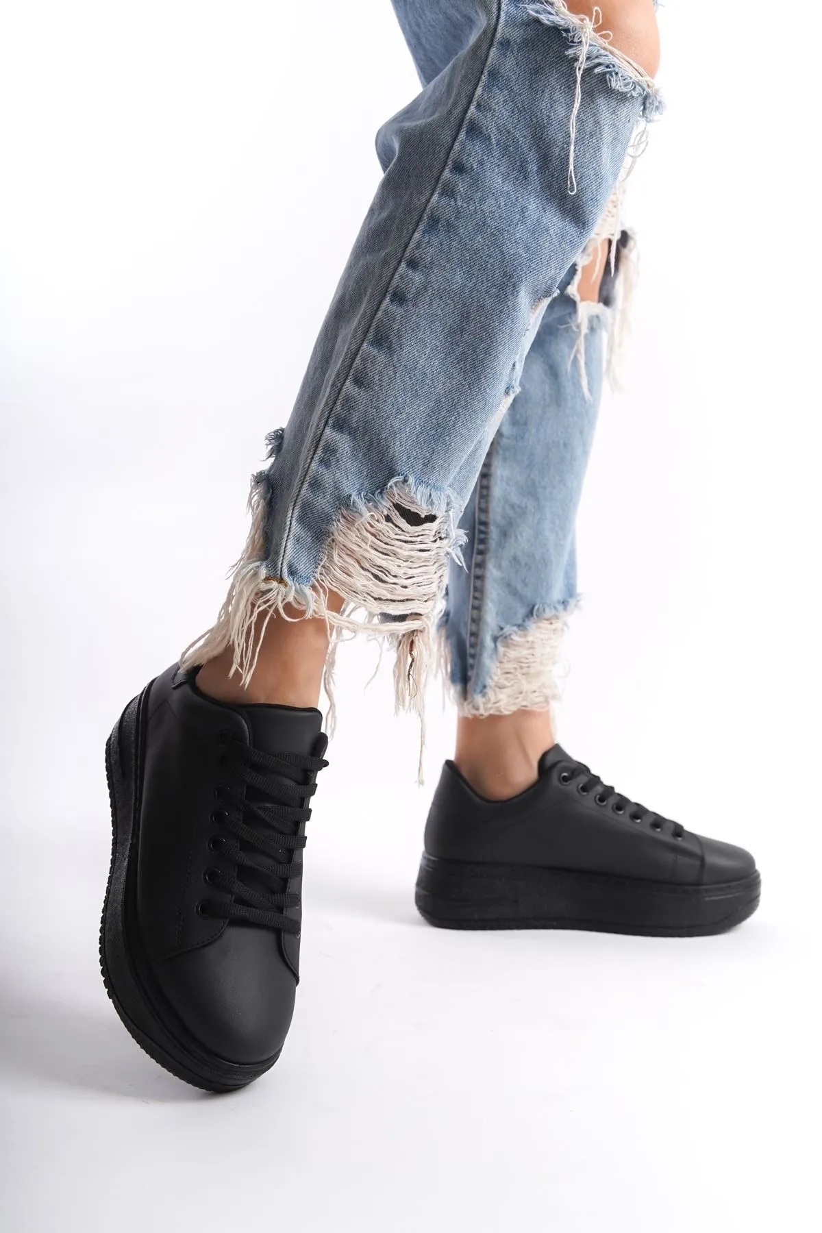 Erceka Denní tenisky Dámská sportovní obuv Šněrovací Černá Protiskluzová podrážka