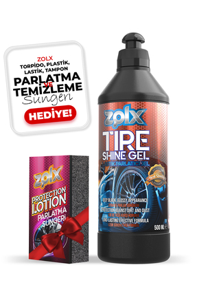 zolx Lastik Parlatıcı Temizleyici Jel Lastik Temizleme Jeli 500ml + Sünger HE...