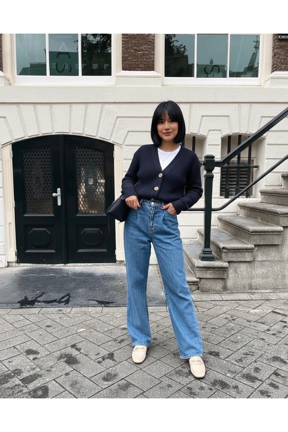 YUGA KNİTTİNG  KADIN BASIC SELANİK ÖRGÜ DÜĞME DETAYLI HIRKA - Görsel 2