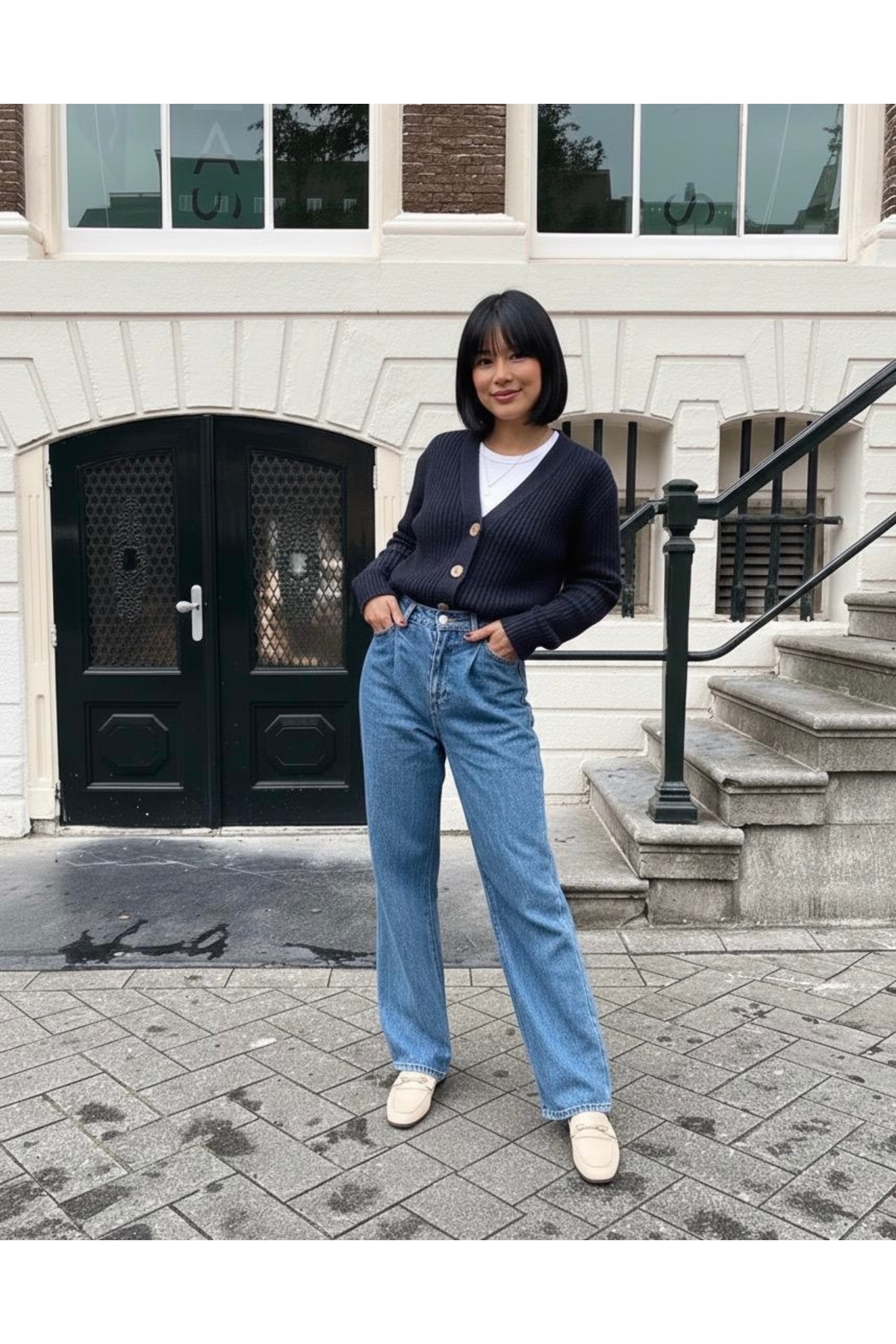 YUGA KNİTTİNG  KADIN BASIC SELANİK ÖRGÜ DÜĞME DETAYLI HIRKA - Görsel 4