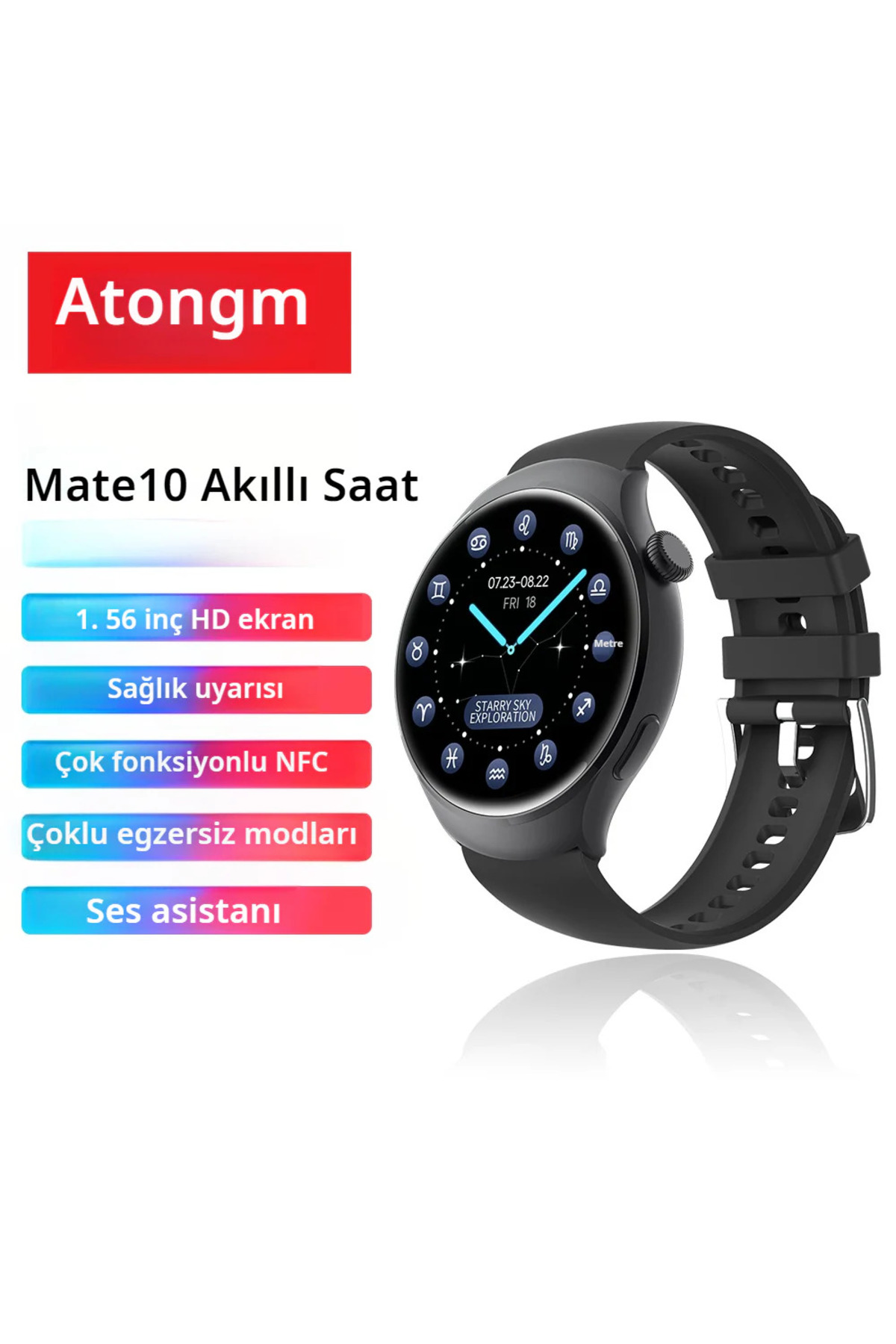 AyShop Atongm Mate 10 1.56 İnç Sesli Arama Kalp Atış Hızı Spor