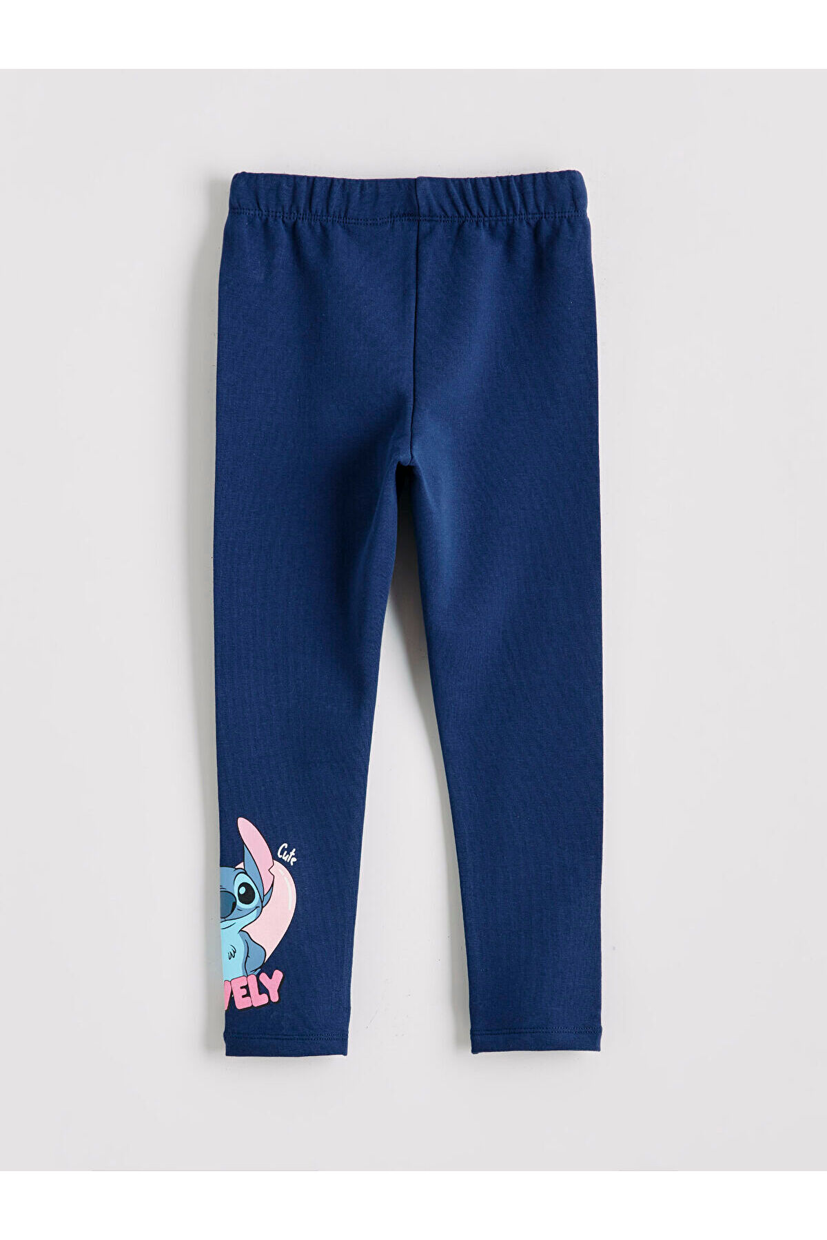 LC Waikiki Meral Collection Lacivert Beli Lastikli Stitch Baskılı Kız Çocuk Tayt fotoğrafı 2 (önizleme)
