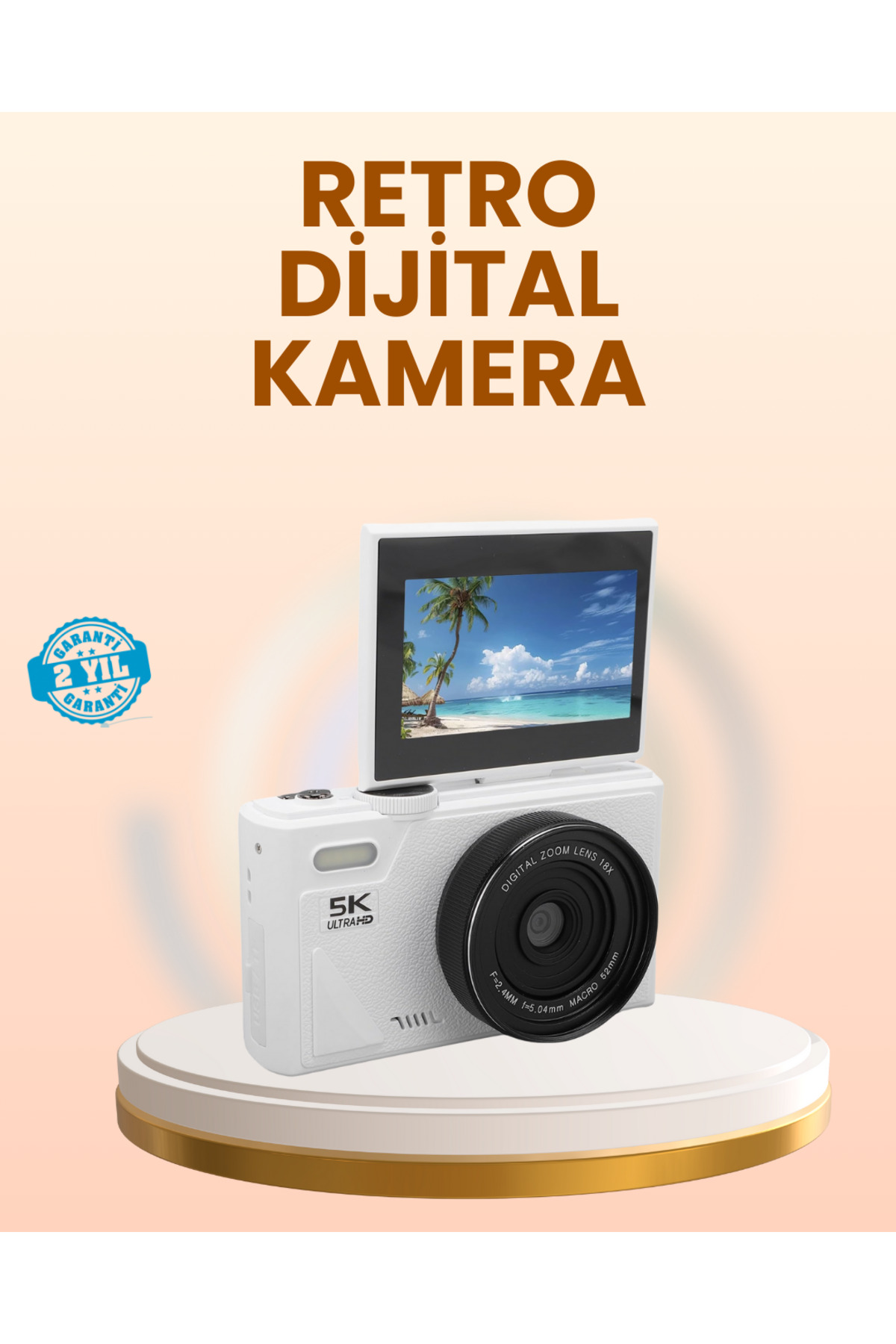 Kaia Life Taşınabilir 5K UHD Fotoğraf ve Video Kamera Otofokus WiFi