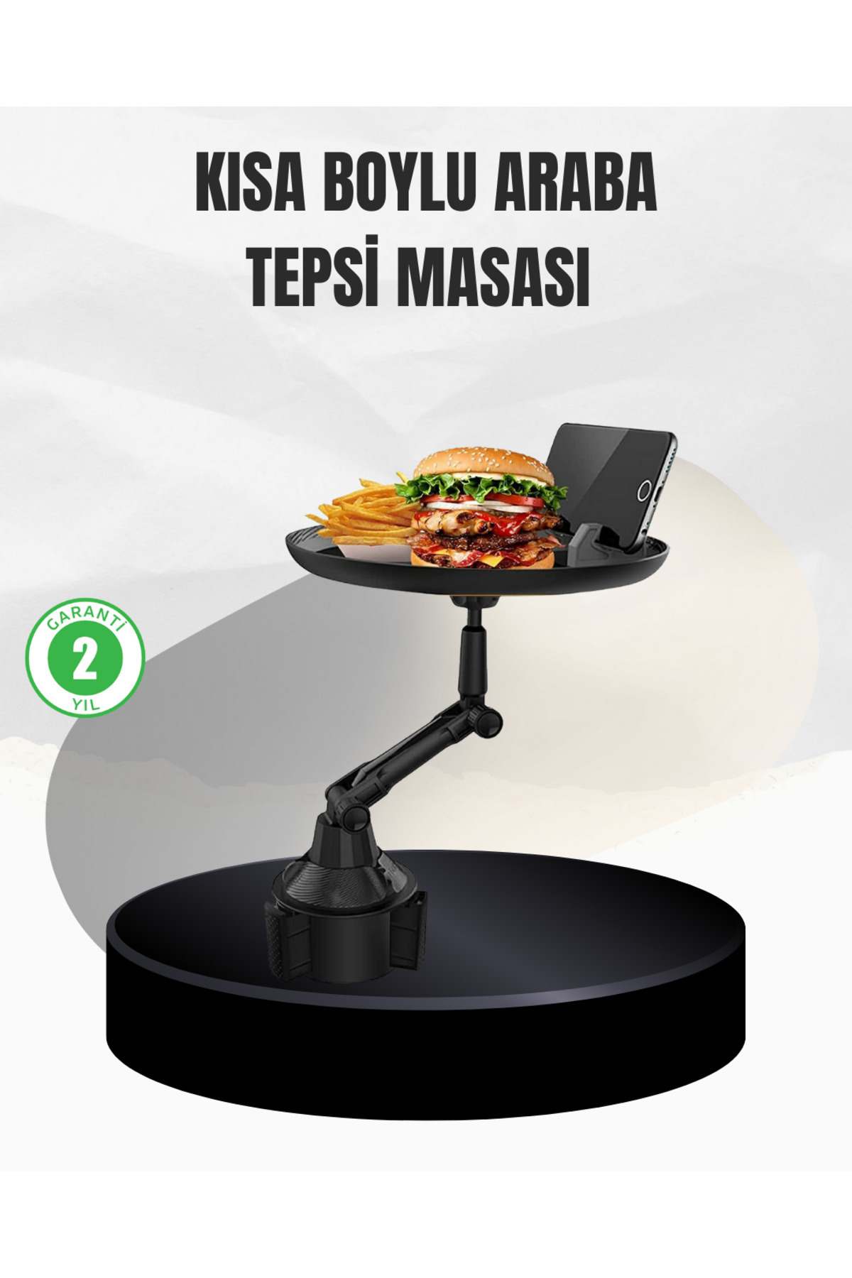 makay Universal Araç İçi Bardaklık Tepsisi 9 İnç Yemek Alanı ve Telefon Standlı