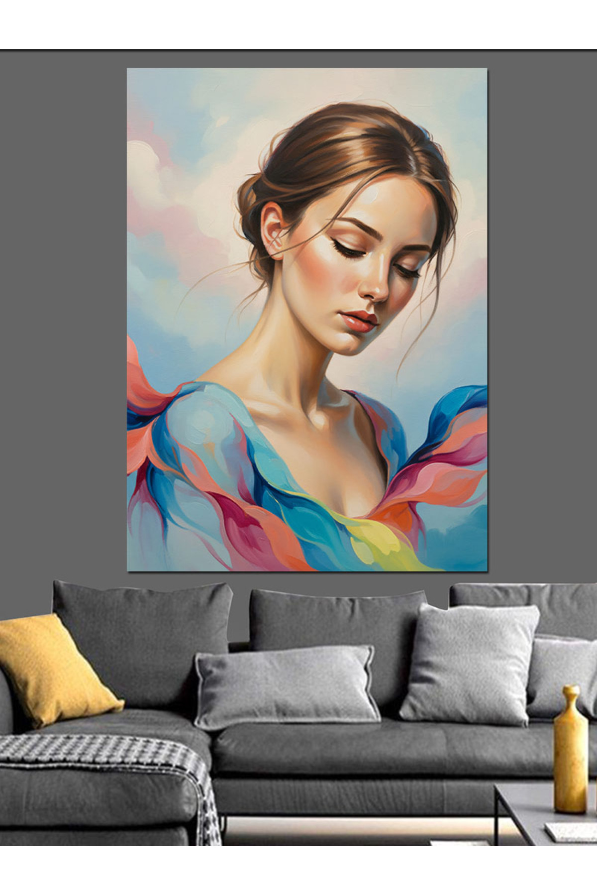 Omuzları Açık Yüksek kaliteli yağlı boya dokulu Kanvas Canvas Tablo kanvas tablo canvas tablo duvar