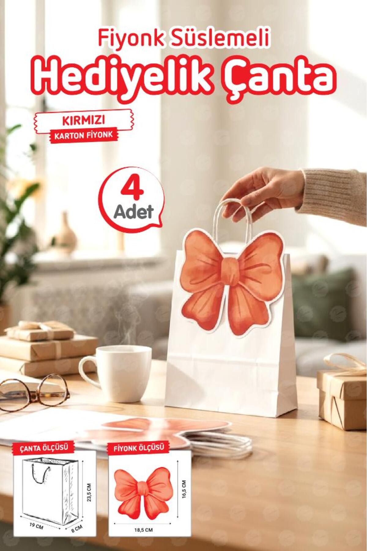 t tuğset etiket Burgu Saplı Karton Kurdeleli Çanta 4 adet Hediye Paketi Çanta Poşet (Kırmızı)doğum günü, düğün, bebe fotoğrafı 2 (önizleme)