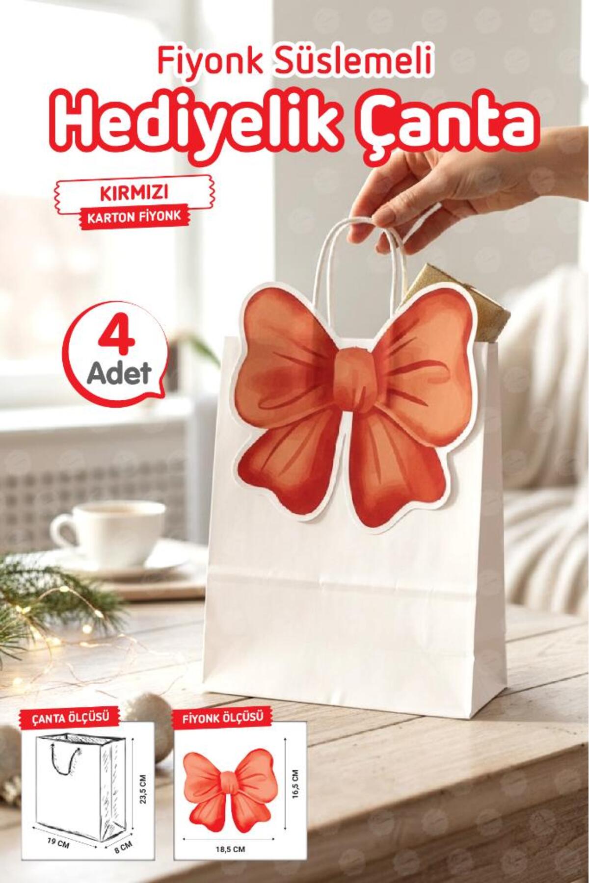 t tuğset etiket Burgu Saplı Karton Kurdeleli Çanta 4 adet Hediye Paketi Çanta Poşet (Kırmızı)doğum günü, düğün, bebe fotoğrafı 4 (önizleme)