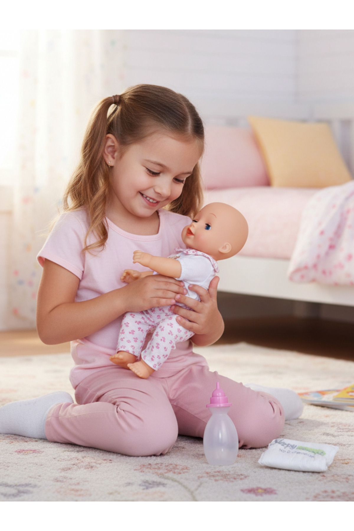 YILDIRIM OYUNCAK Altını Islatan Konuşan Bez ve Biberon Aksesuarlı Gerçekçi Oyuncak Bebek fotoğrafı 5 (önizleme)