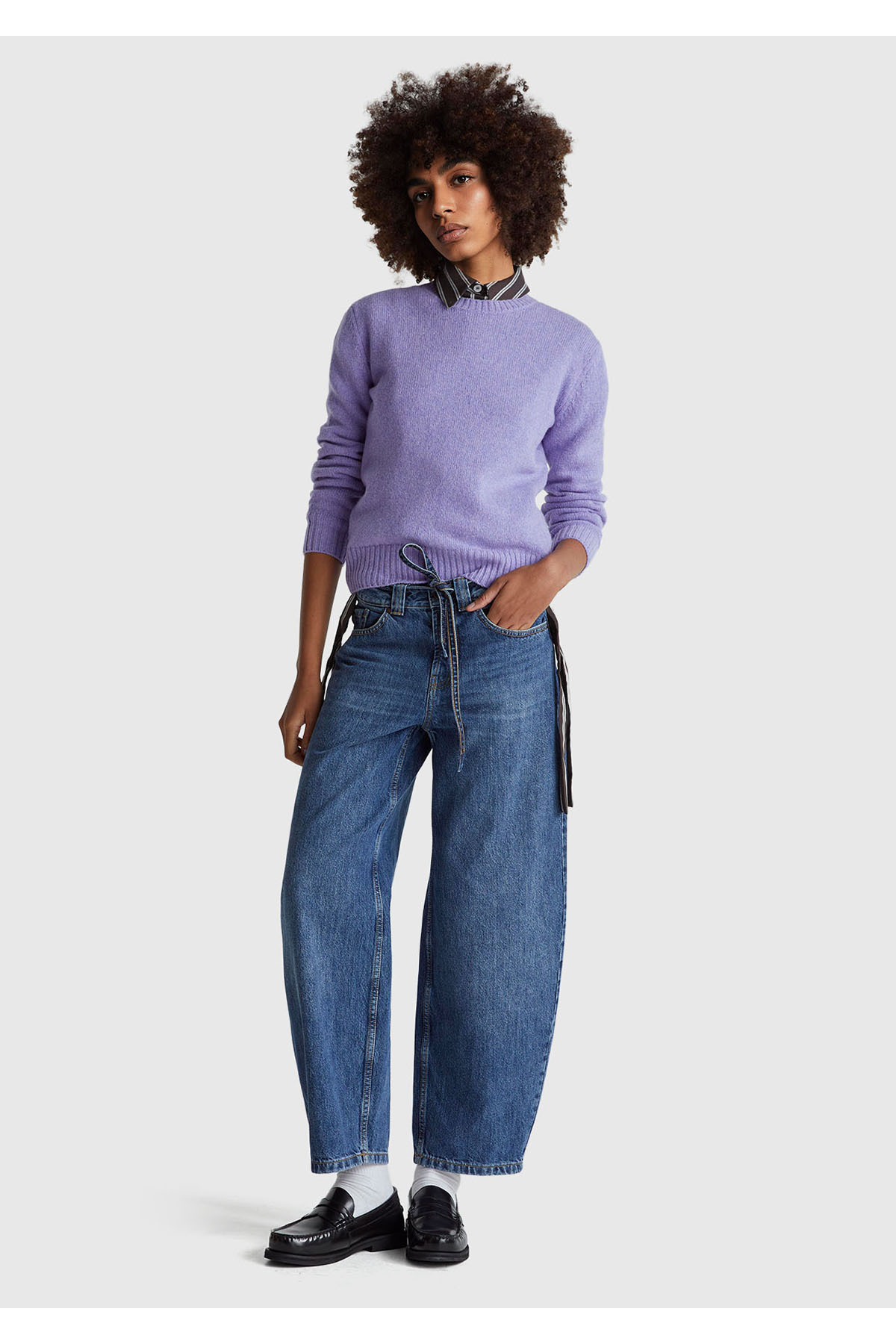 United Colors of Benetton  Kadın Koyu Lila Bisiklet Yaka Shetland Kazak - Görsel 5