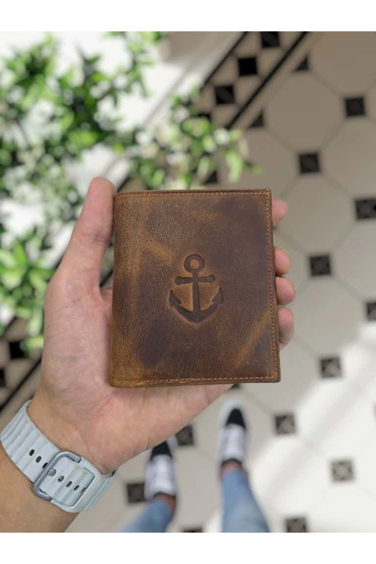 VISSO 114 name ONLY GENUINE LEATHER WALLET MEN WOMEN WALLET BAG ANCHOR LOGO