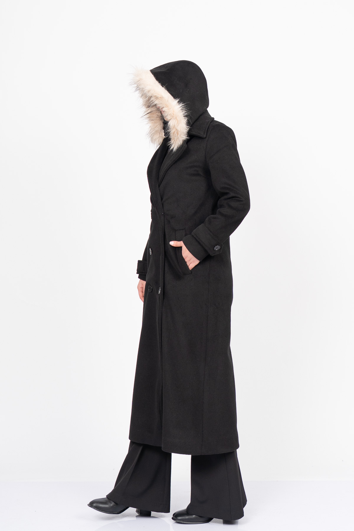 MissVina  FurHood Luxe Coat – Kürk Detaylı Premium Kaşe Palto 2619 - Görsel 4