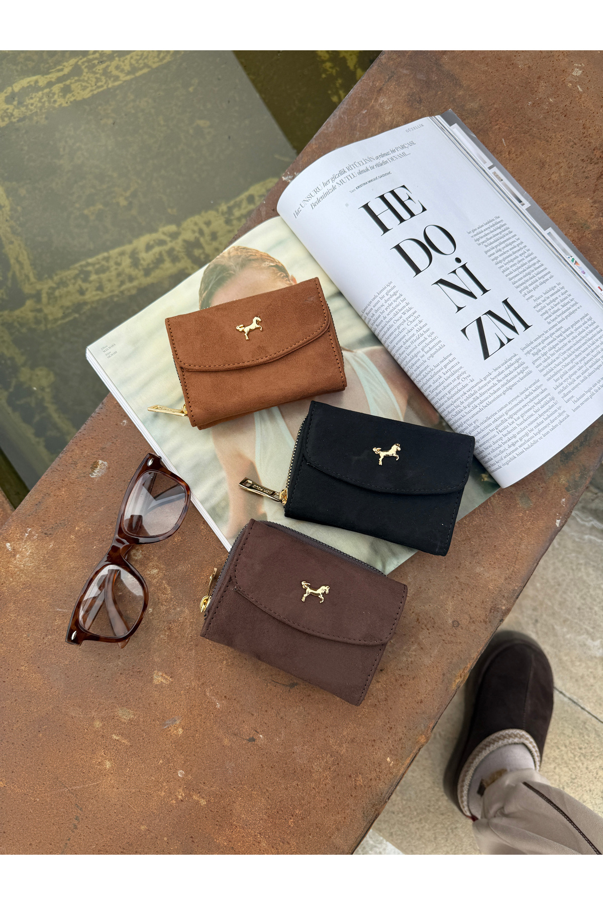 La La'Graccio Paris  La'Graccio Paris Kadın Cavie Süet Kullanışlı Cüzdan Kahve Süet - Görsel 3