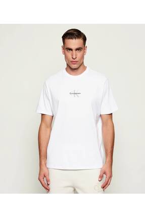 Calvin Klein Erkek CK Yazı Detay Kısa Kol Bisiklet Yaka Beyaz T-Shirt LV04RB8...