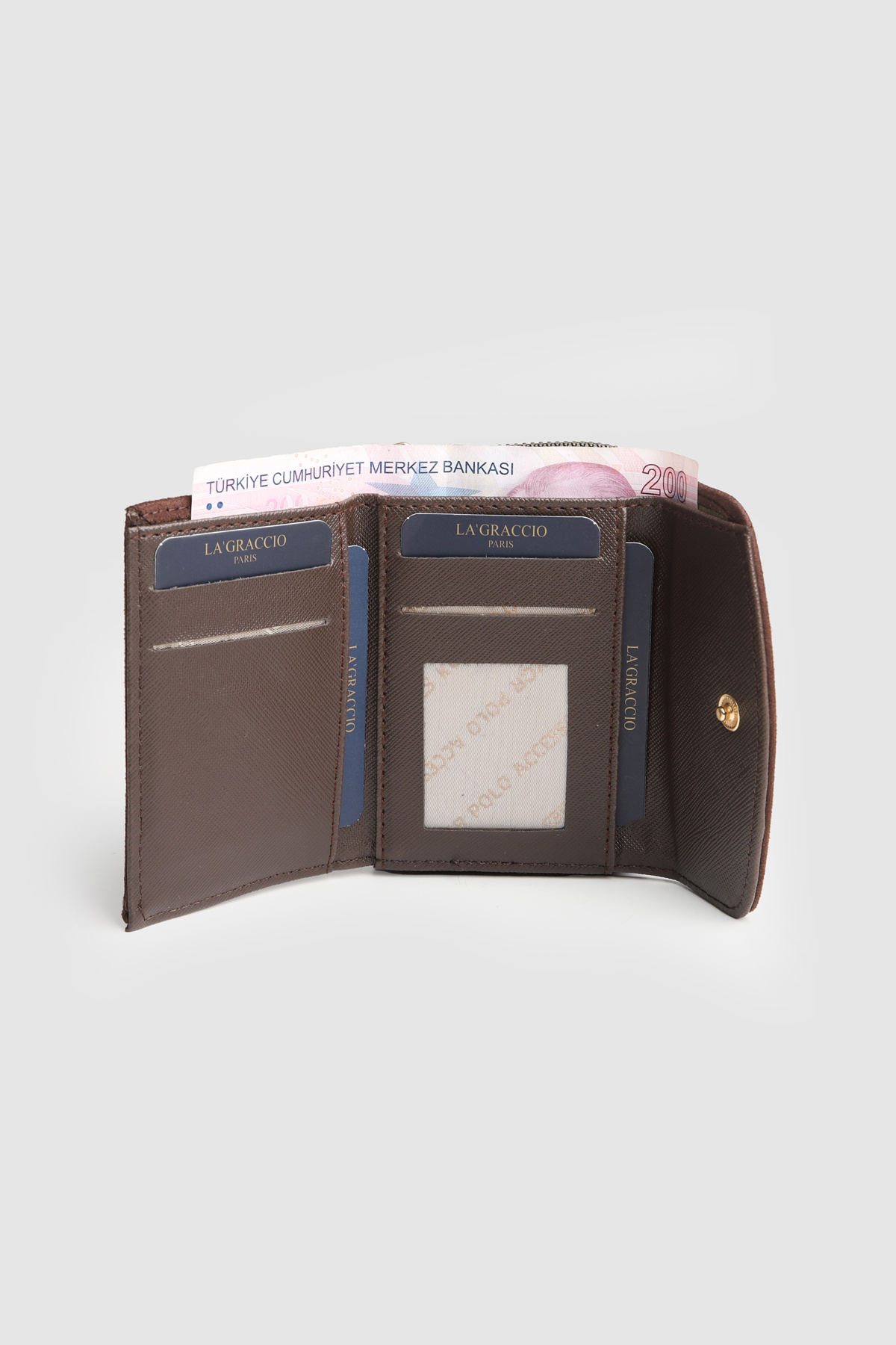 La La'Graccio Paris  La'Graccio Paris Kadın Cavie Süet Kullanışlı Cüzdan Taba Süet - Görsel 9