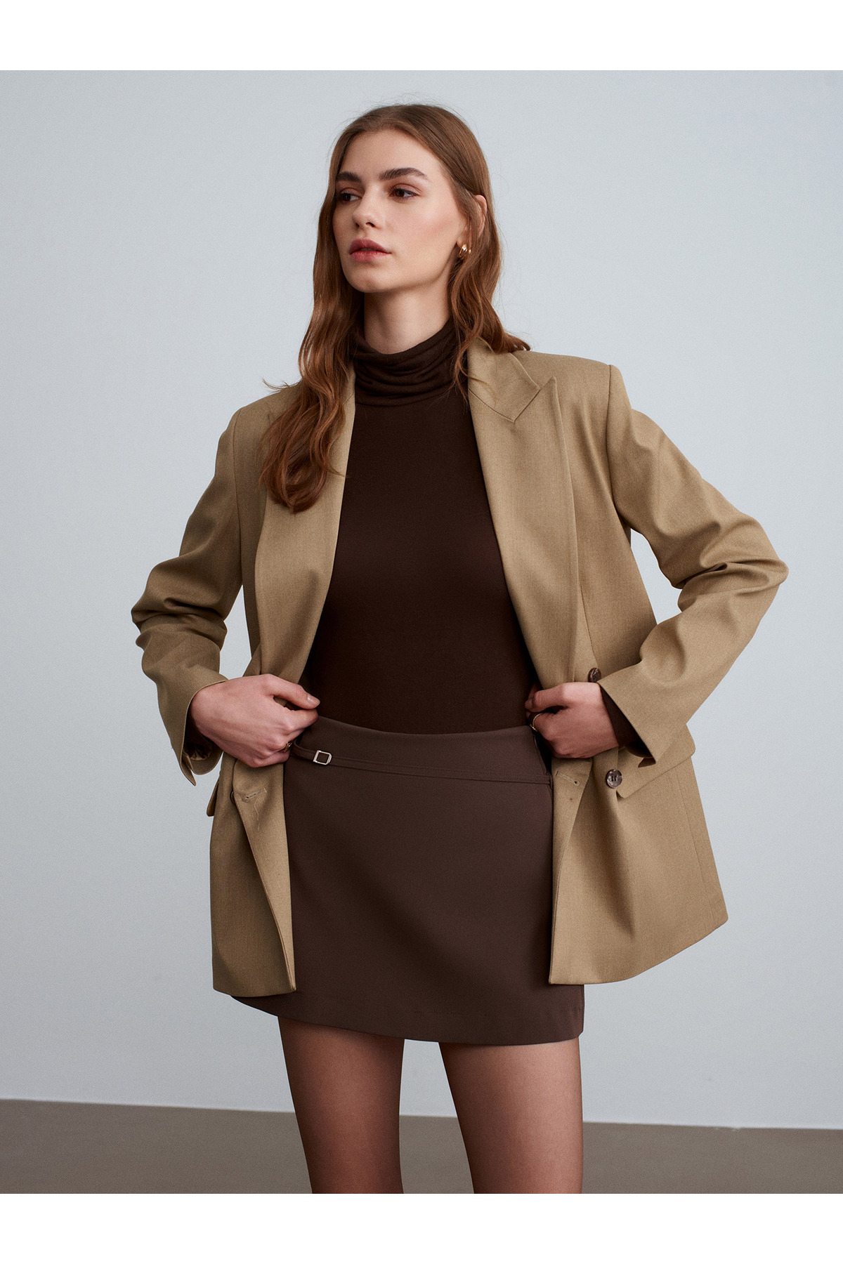 Dilvin  81068 Kemerli Şort Etek-Kahve - Görsel 2