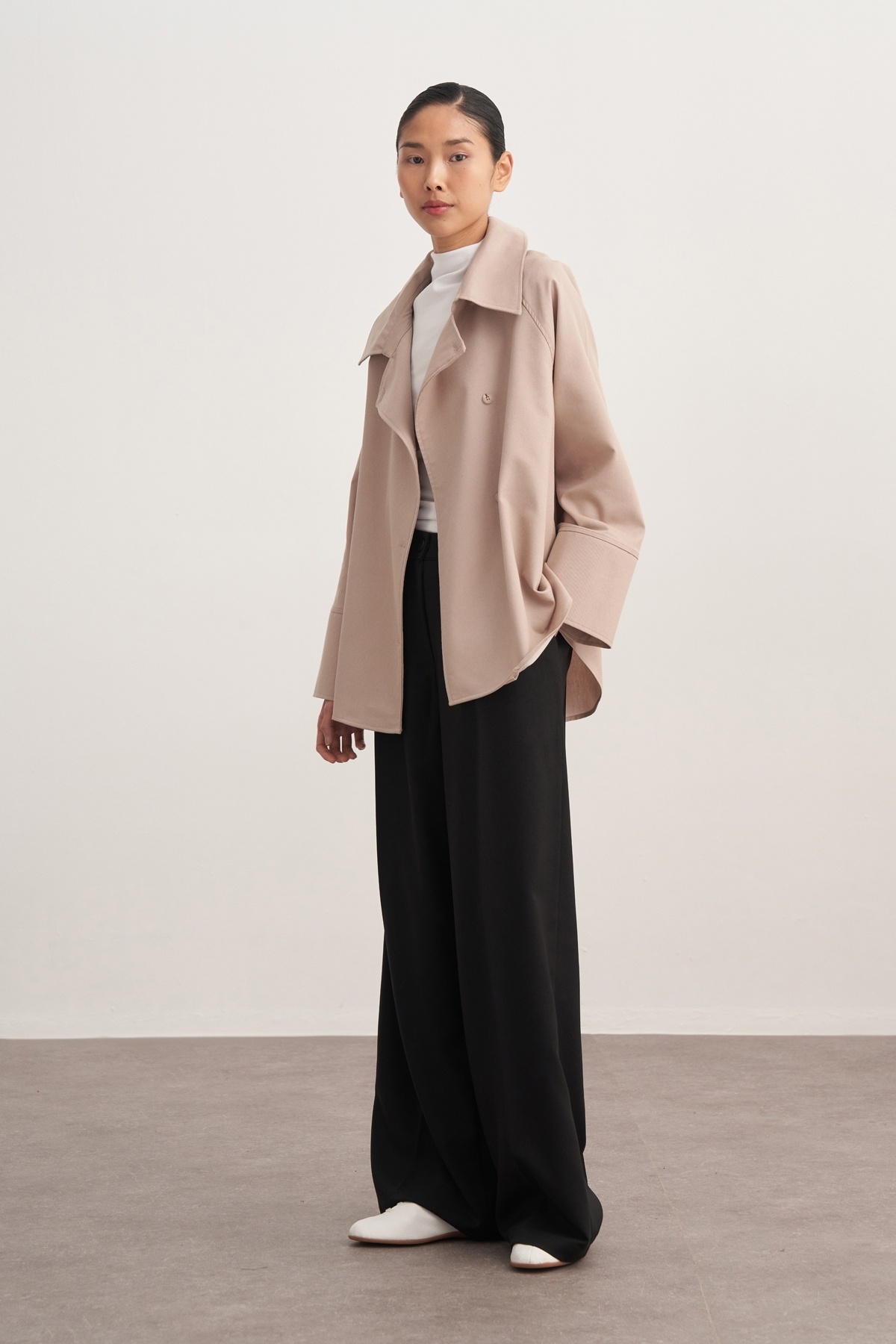 ebu prive  Kadın Gabardin Kruvaze Gömlek Bej - Görsel 3