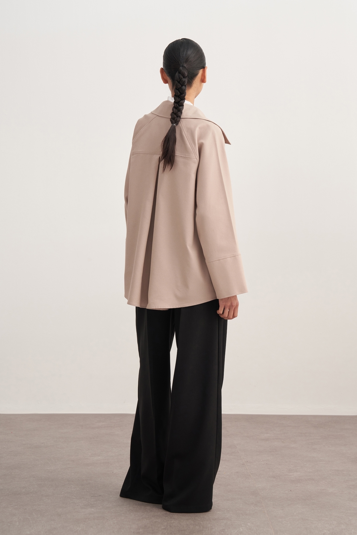 ebu prive  Kadın Gabardin Kruvaze Gömlek Bej - Görsel 5