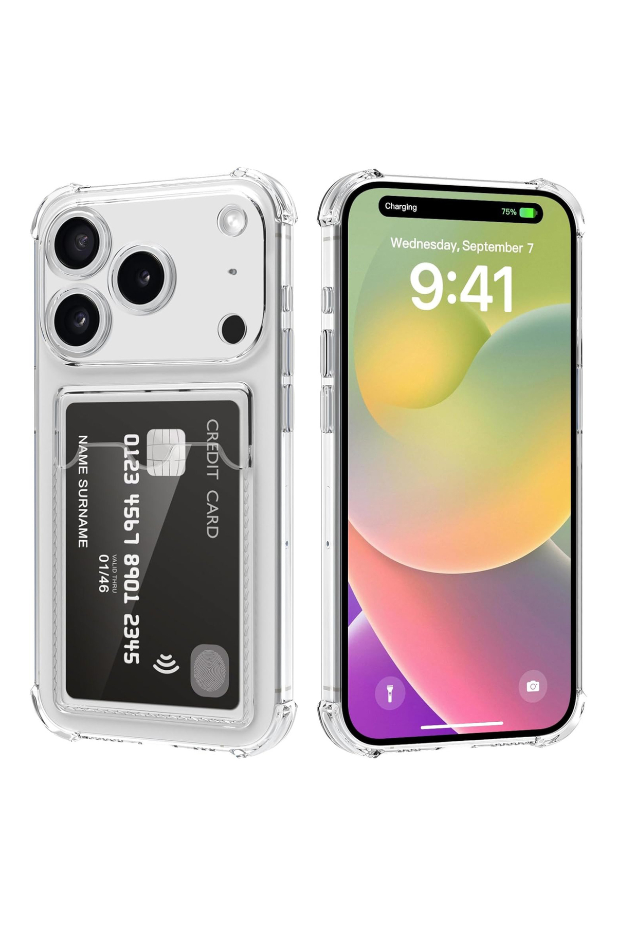 Apple iPhone 17 Pro Max Kapak Kamera Korumalı Kartlıklı Darbe Emici Özellikli Şeffaf Silikon Kılıf