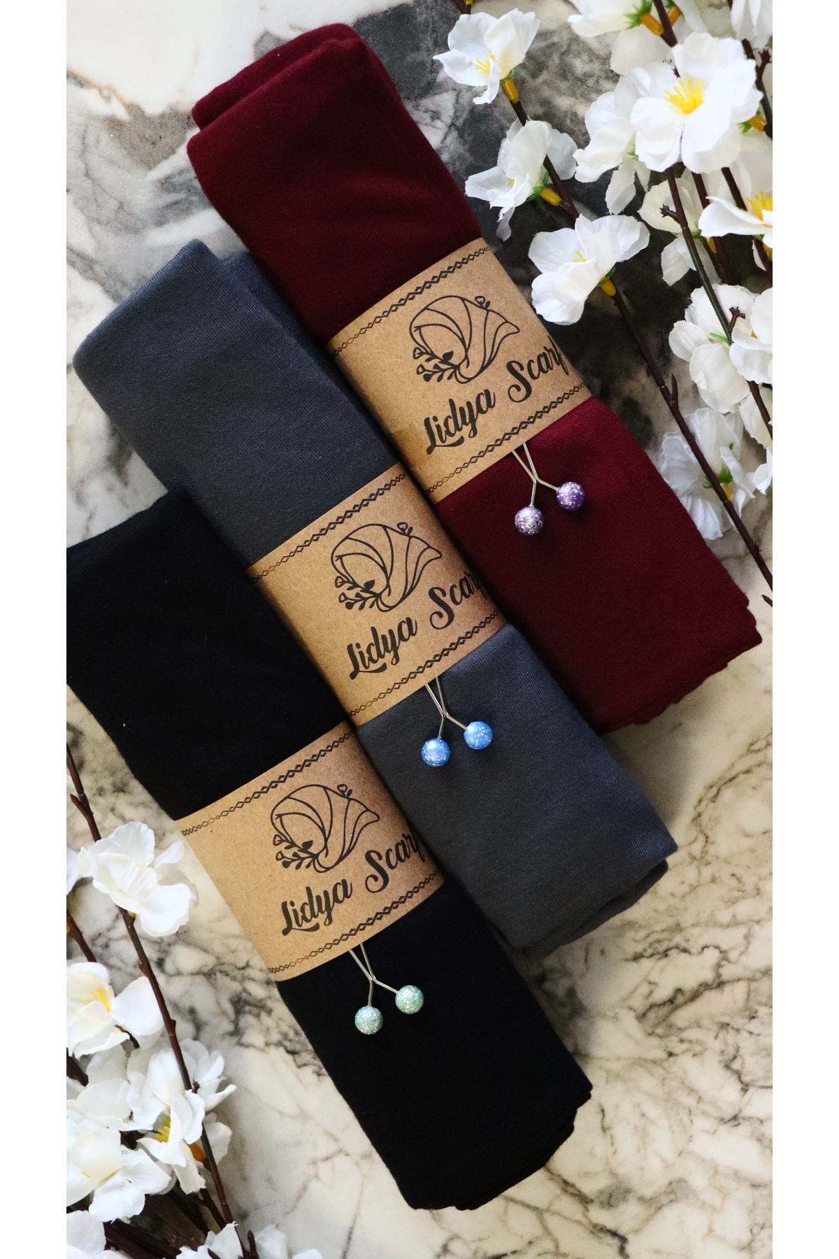 Soft Textured Jersey Combed Cotton Shawl Set Shawl Clip with Gift (DARK BURGUNDY BLACK ANTHRACITE)