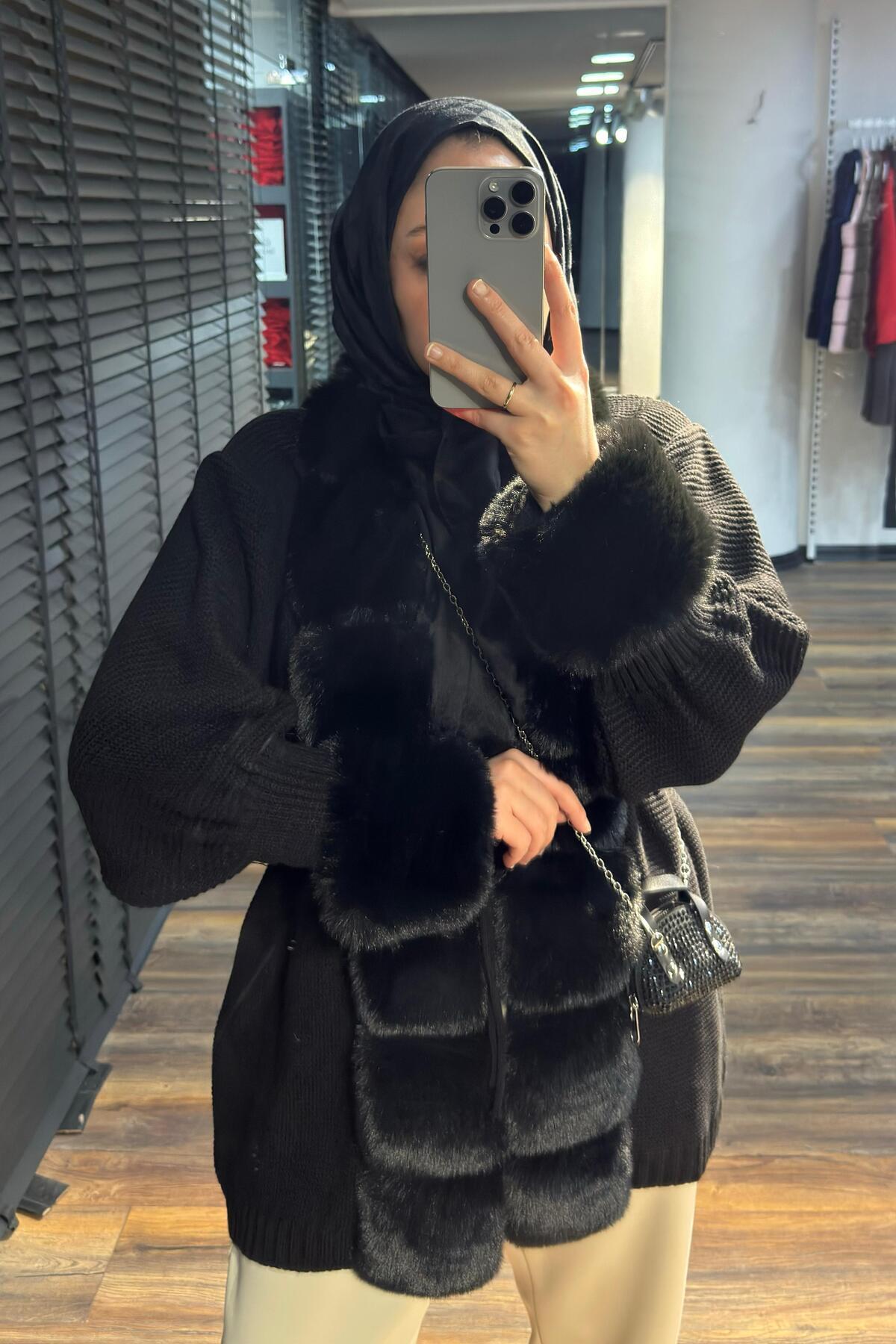 Tuba Sözen kürk detaylı hırka