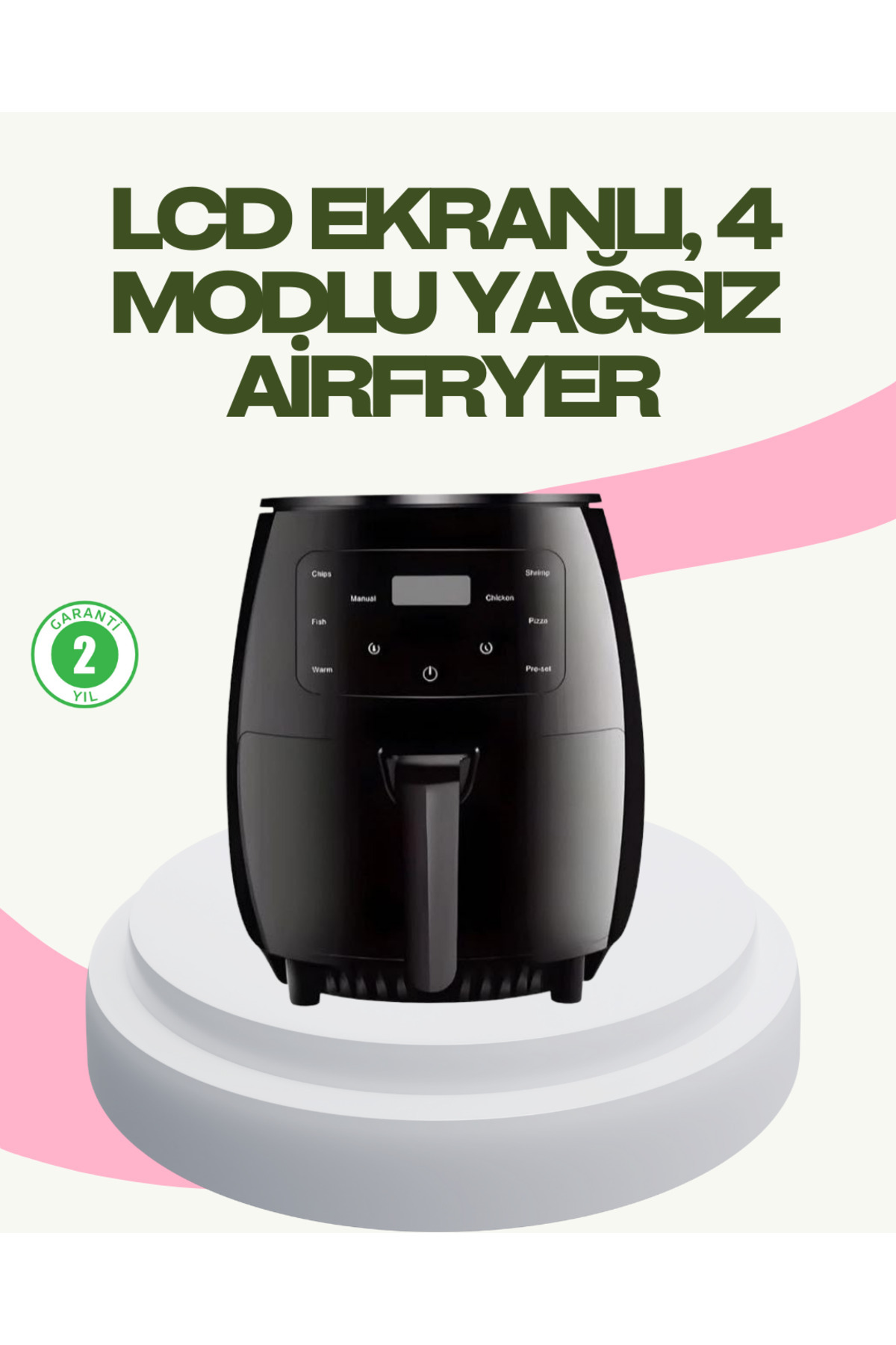 fantastik store 2400W Güçlü Airfryer 6L Yapışmaz Hazne Bulaşık Makinesi Uyumlu