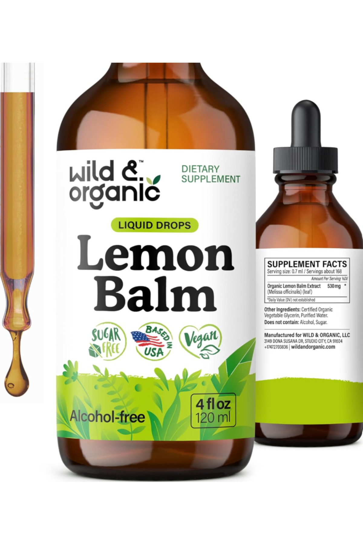 Wild & Organic Lemon Balm Tincture Mood Support Melissa Lemon Balm