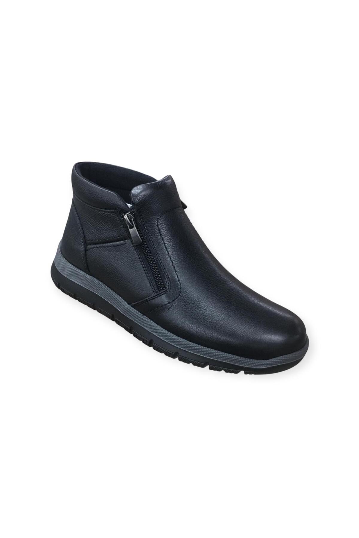 Taşpınar Ayakkabı  %100 Hakiki Deri Erkek Rahat Günlük Kışlık Ortopedik Çift Fermuarlı Yeni Sezon Bot 40-45 - Görsel 2