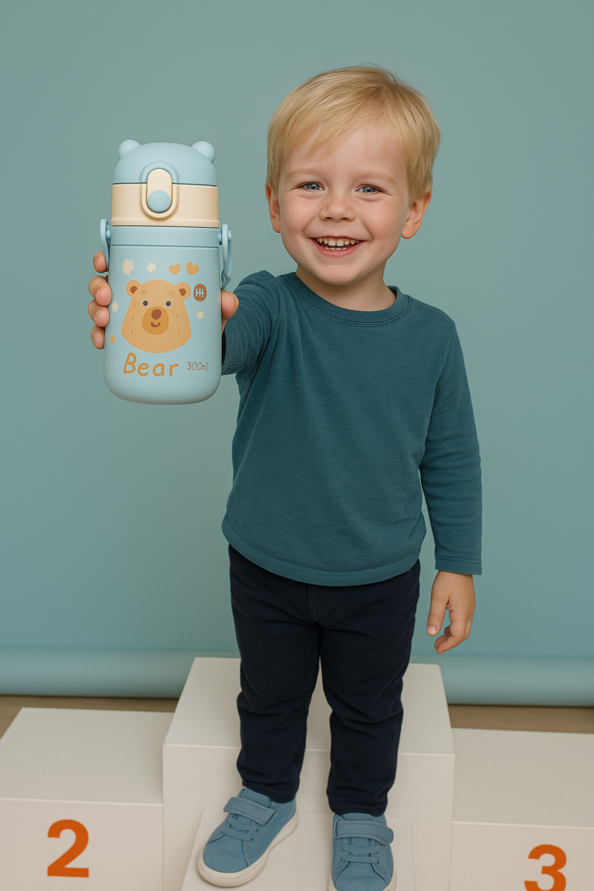 Tantitoni Soft Ice Bear Kids Askılı Paslanmaz Çelik Termos 380 ML fotoğrafı 5 (önizleme)