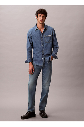 Calvin Klein Jeans Normal Bel Straight Açık Mavi Erkek Denim Pantolon LV04RD7...