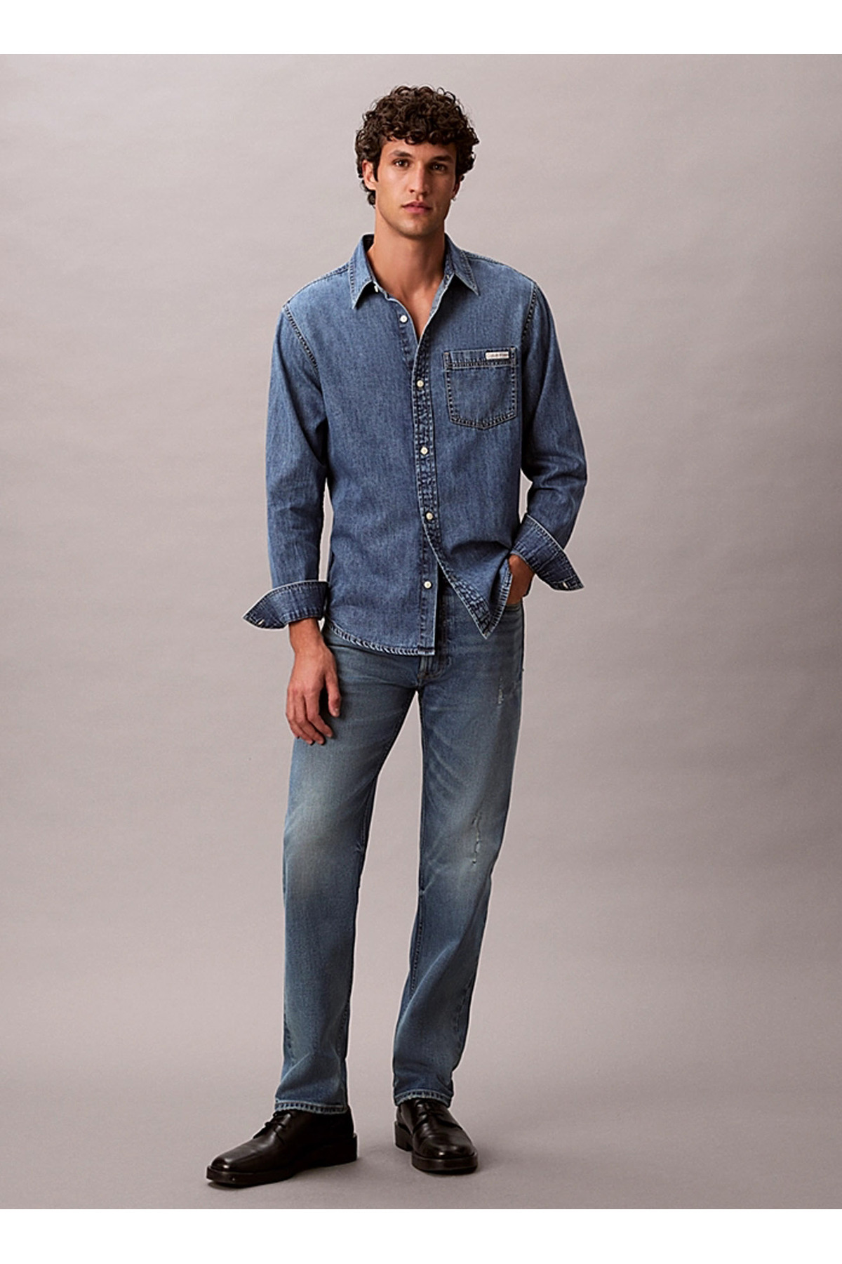 کلوین کلاین شلوار جین مردانه کمر معمولی راسته آبی روشن LV04RD733G01M STANDRD STRAIGHT