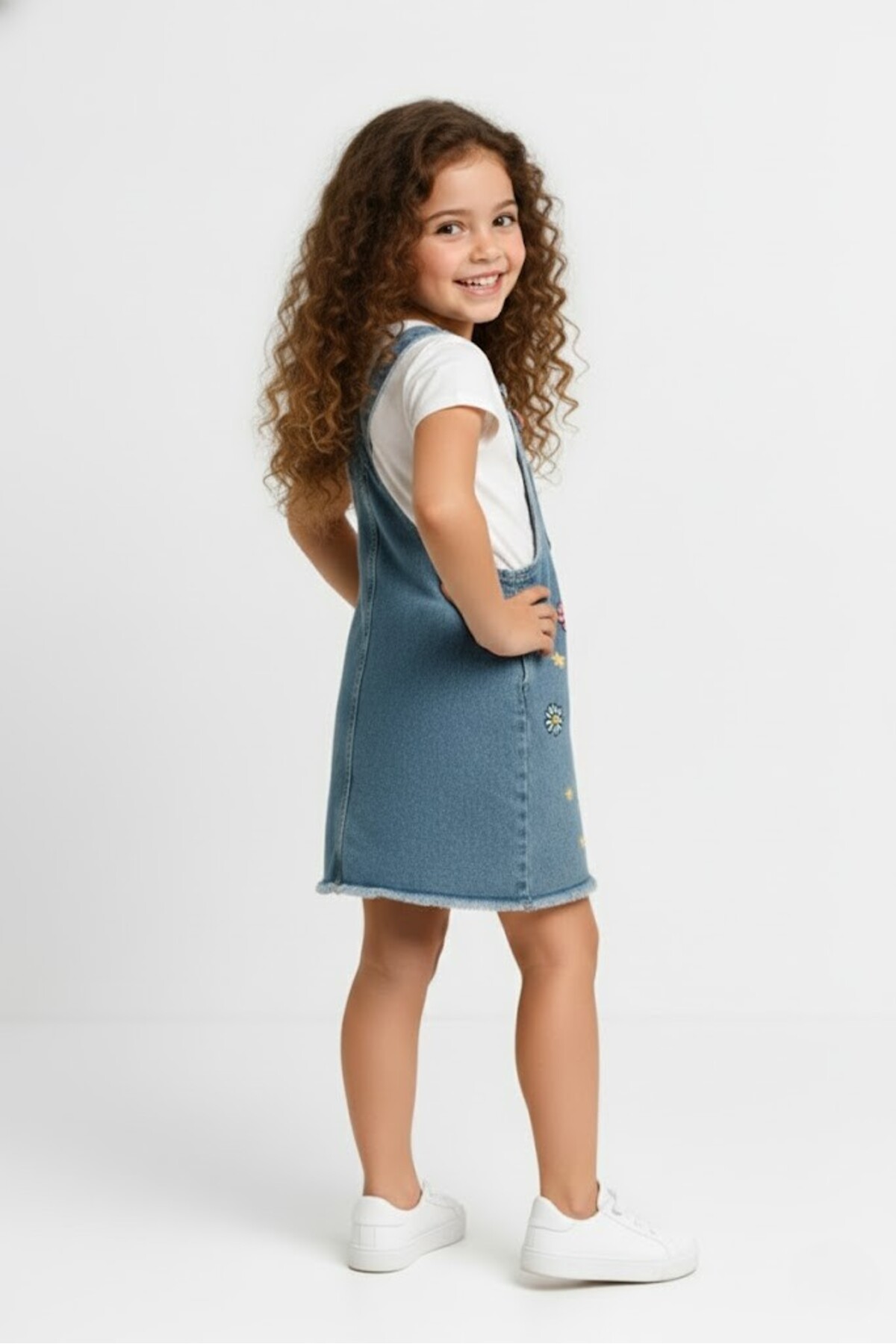 FURYATEX Kız Çocuk Kot Jile Salopet Elbise | Sevimli Ördek Tasarımlı Denim Model – Çanta Hediyeli fotoğrafı 4 (önizleme)