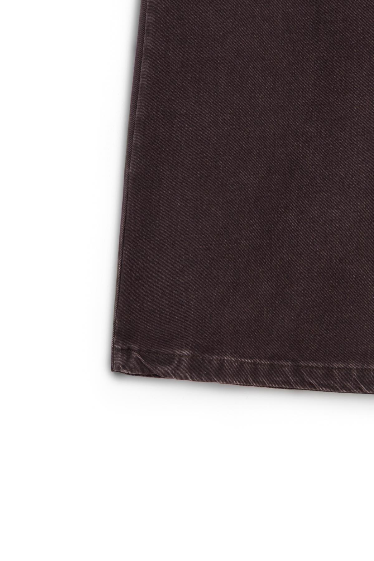 praye  Uzun Çan Denim Etek Kahverengi - Görsel 4