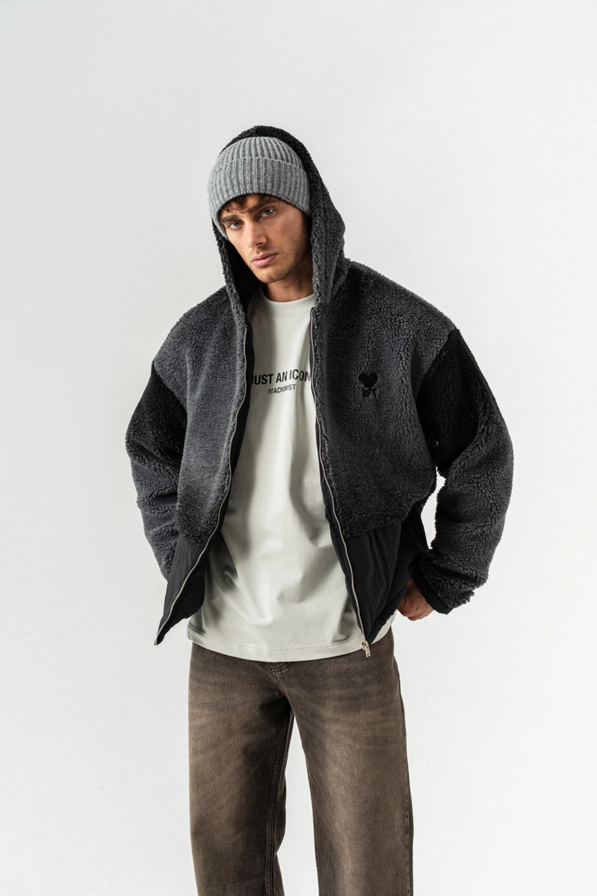 Grayscale Fermuarlı Polar Mont — مشکی 8258 — تصویر 2 از 7