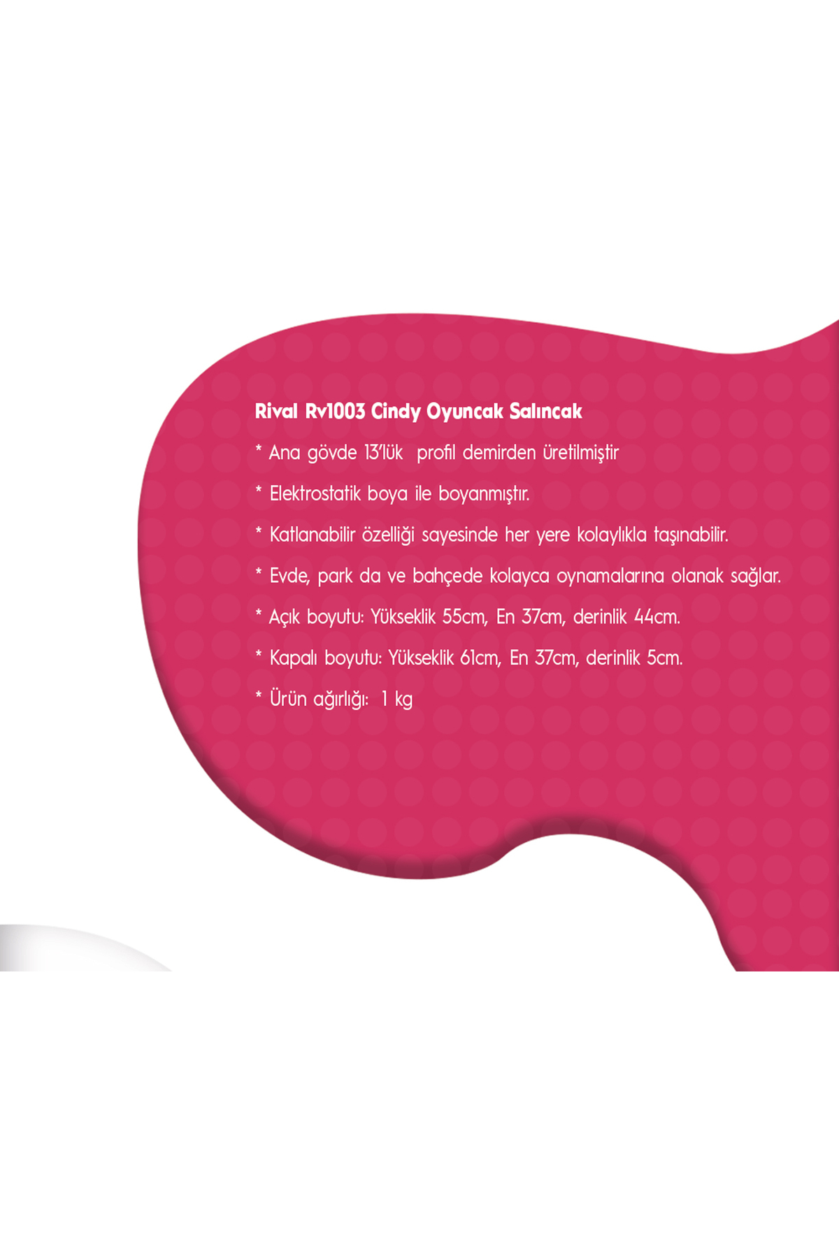 Rival Rv1003 Cindy Oyuncak Bebek Salıncak / Büyük Ölçülerde Metal Ayaklı fotoğrafı 3 (önizleme)