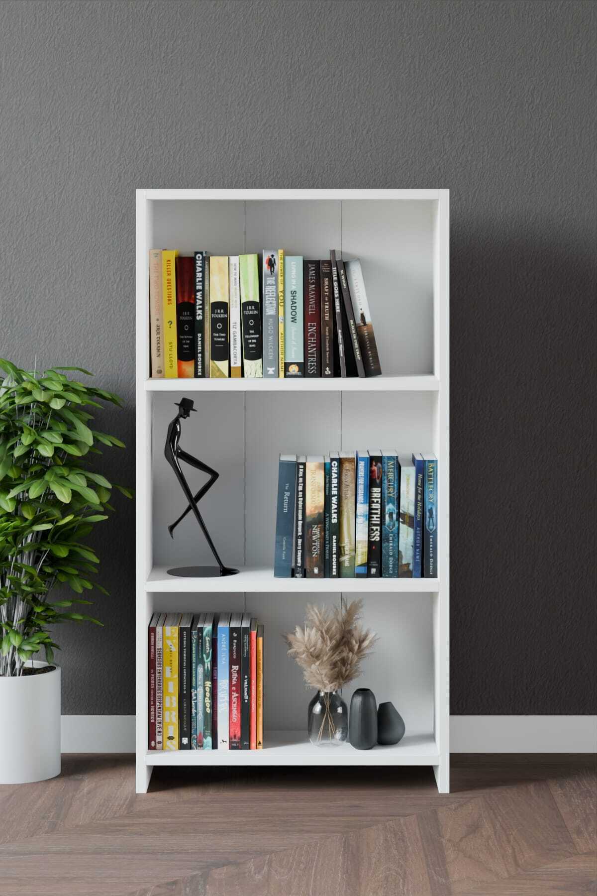 CLASSY HOME TASARIM CLASSY 3 RAFLI KİTAPLIK VE DOLAP BEYAZ