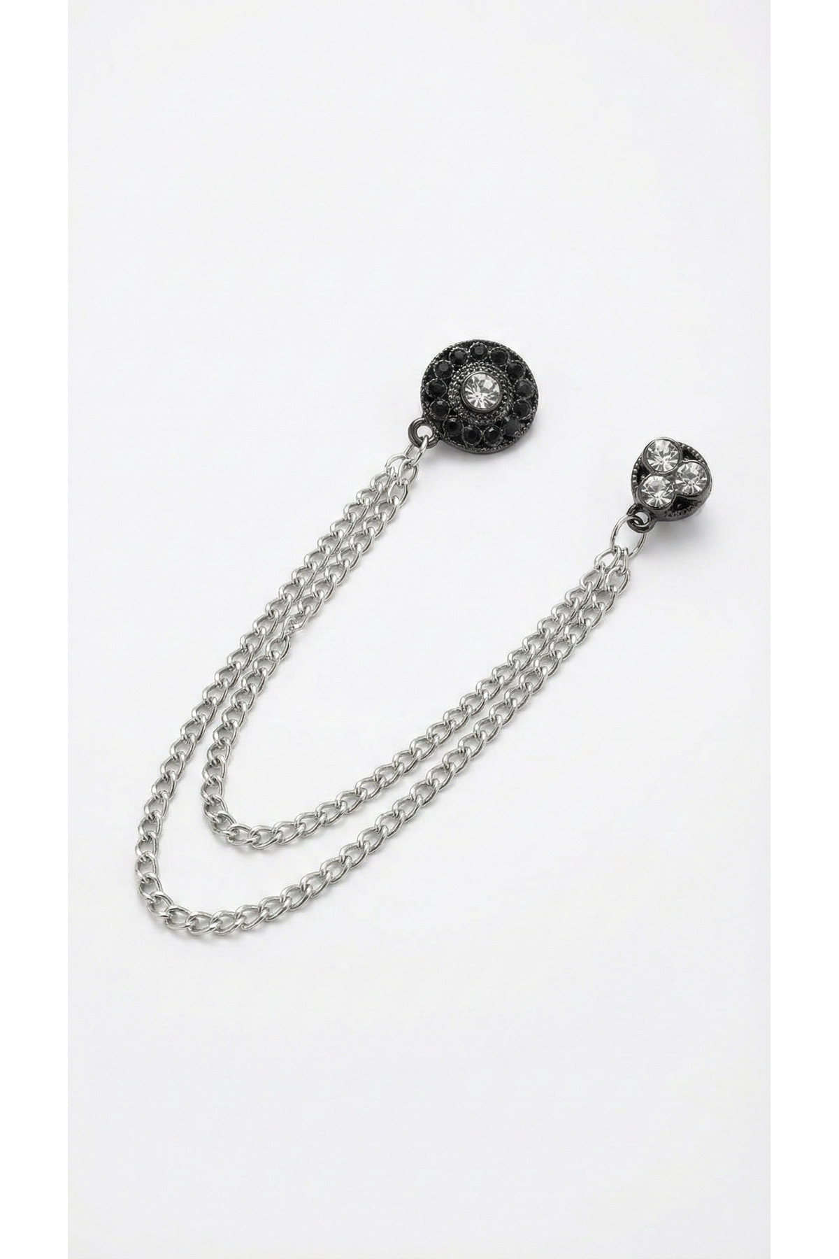  سنجاق یقه گرد فلزی طرح کت با زنجیر یقه سنگ مشکی