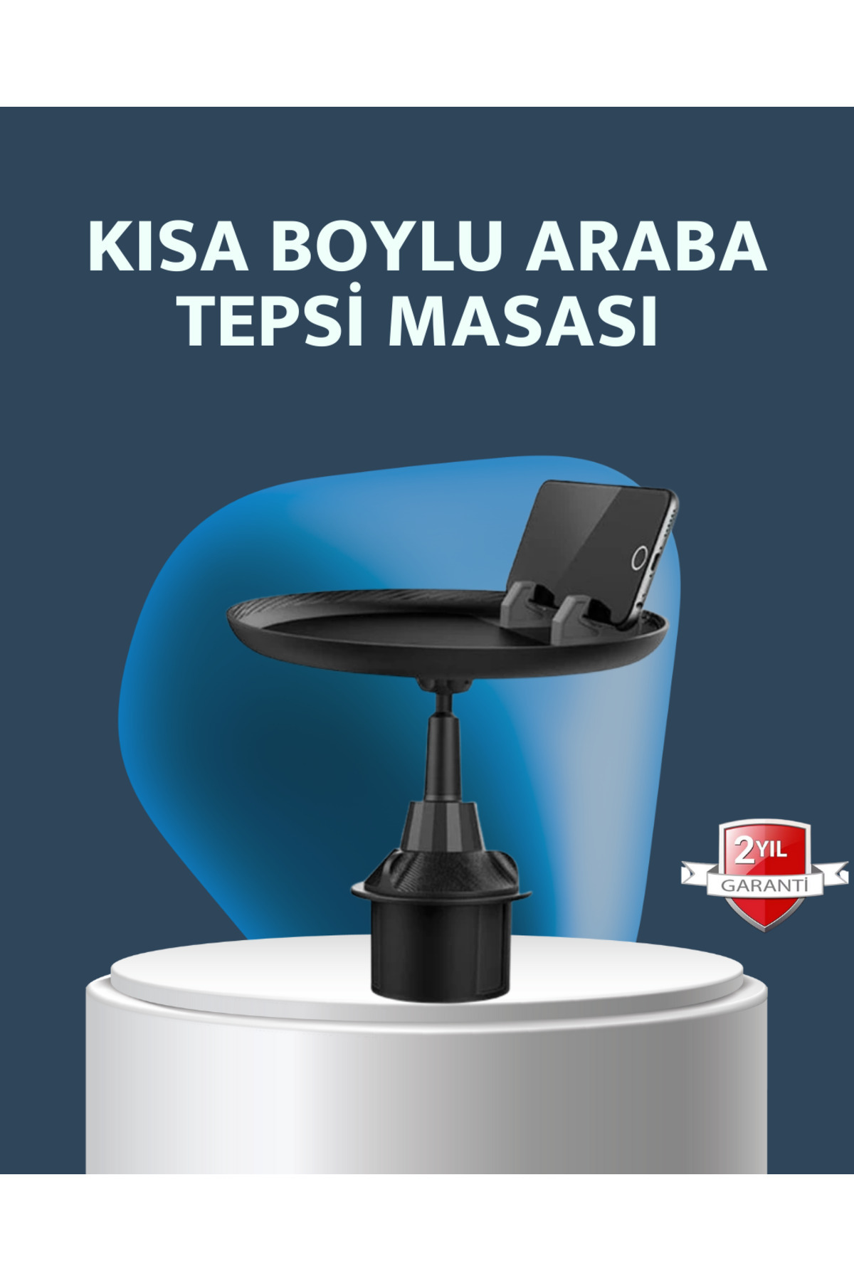FREEDOM STOREE Araç İçi 360° Ayarlanabilir Bardaklık Tepsisi Geniş Yüzeyli ve Telefon Standlı