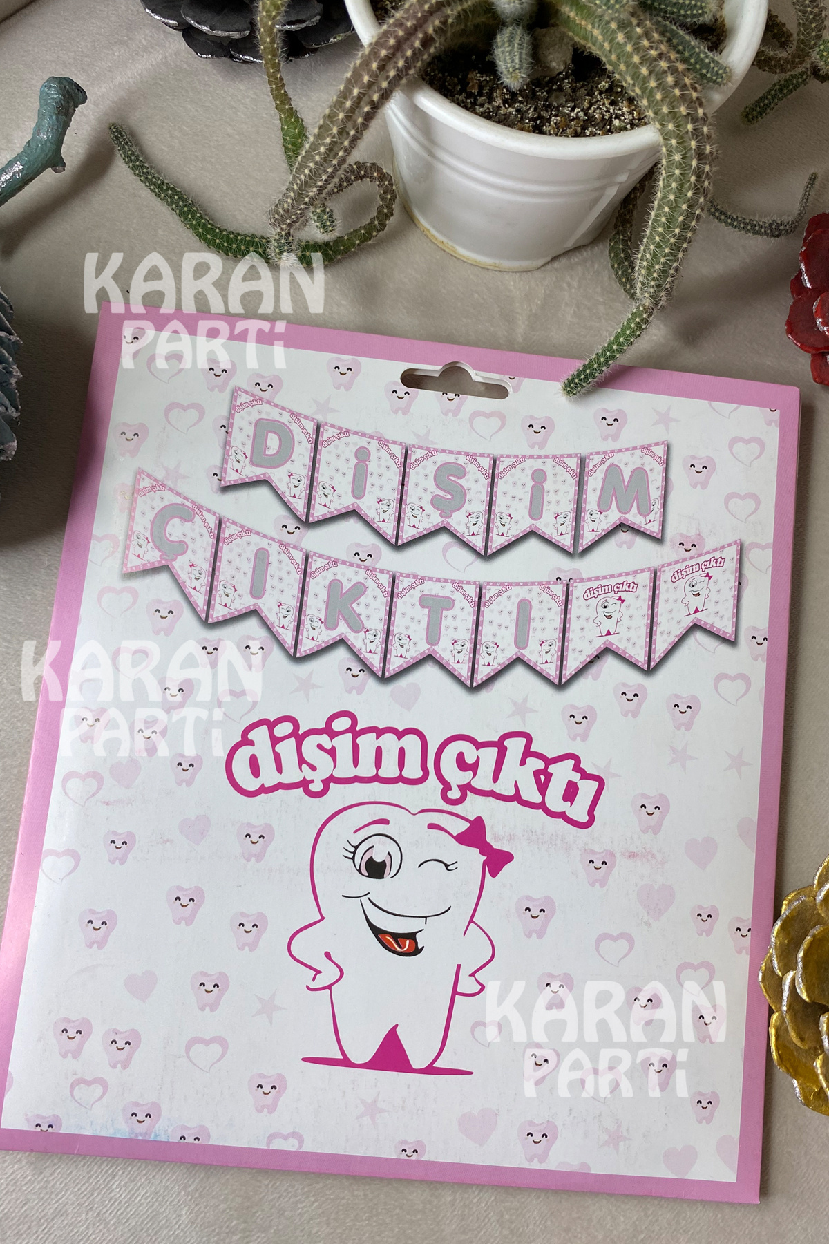 karanca parti süs Dişim Çıktı Banner İlk Diş Partisi Bayrak Flama Diş Buğdayı Duvar veya Masa Süsü