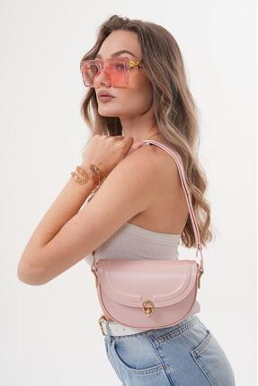 Larolina Kadın Pembe Suni Deri Ayarlanabilir Askılı El, Kol Ve Omuz Çantası