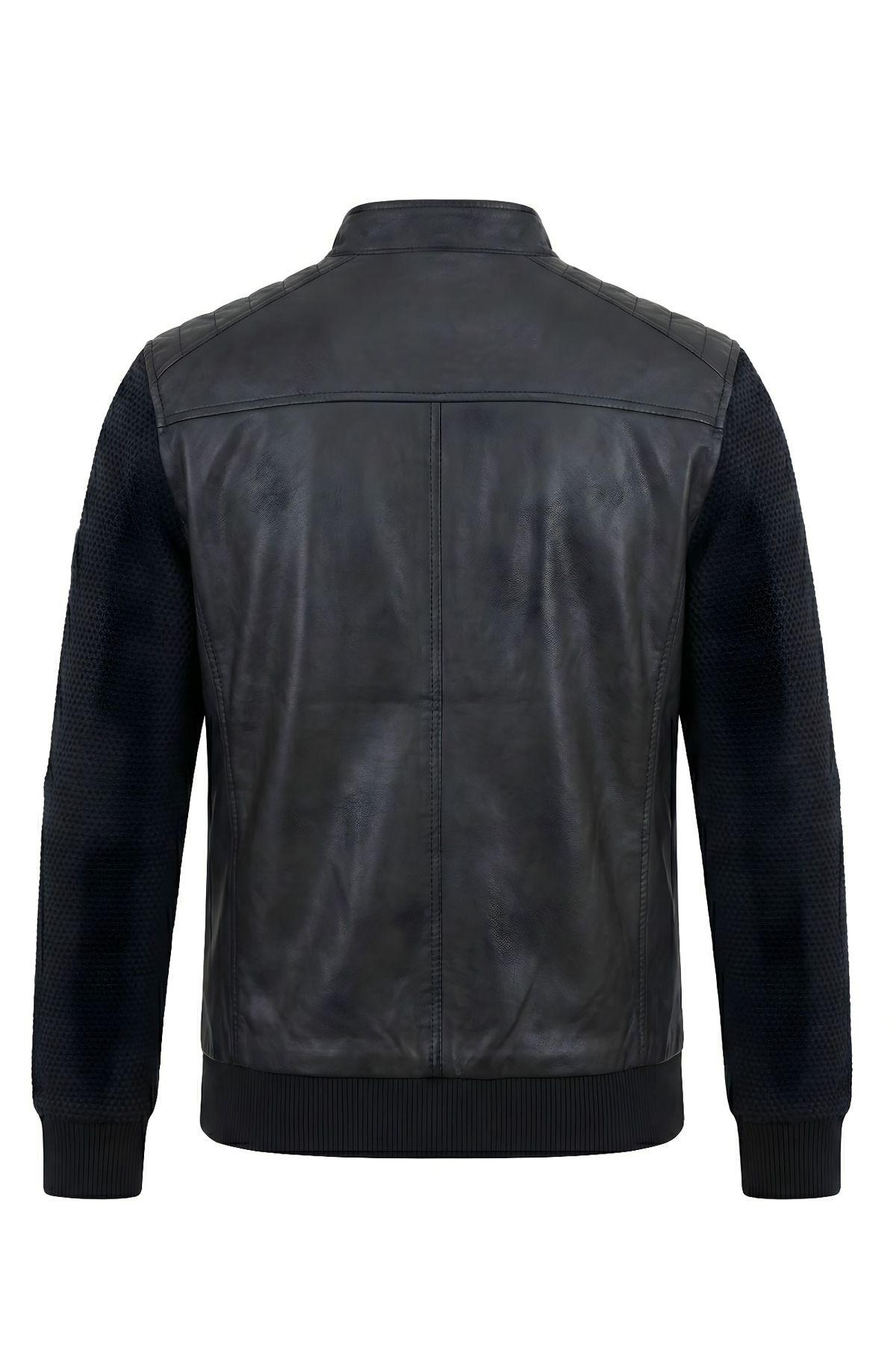 ixir  Çelik Örme Kol, Göğüs Fermuarlı Erkek Deri Mont Siyah - Görsel 3