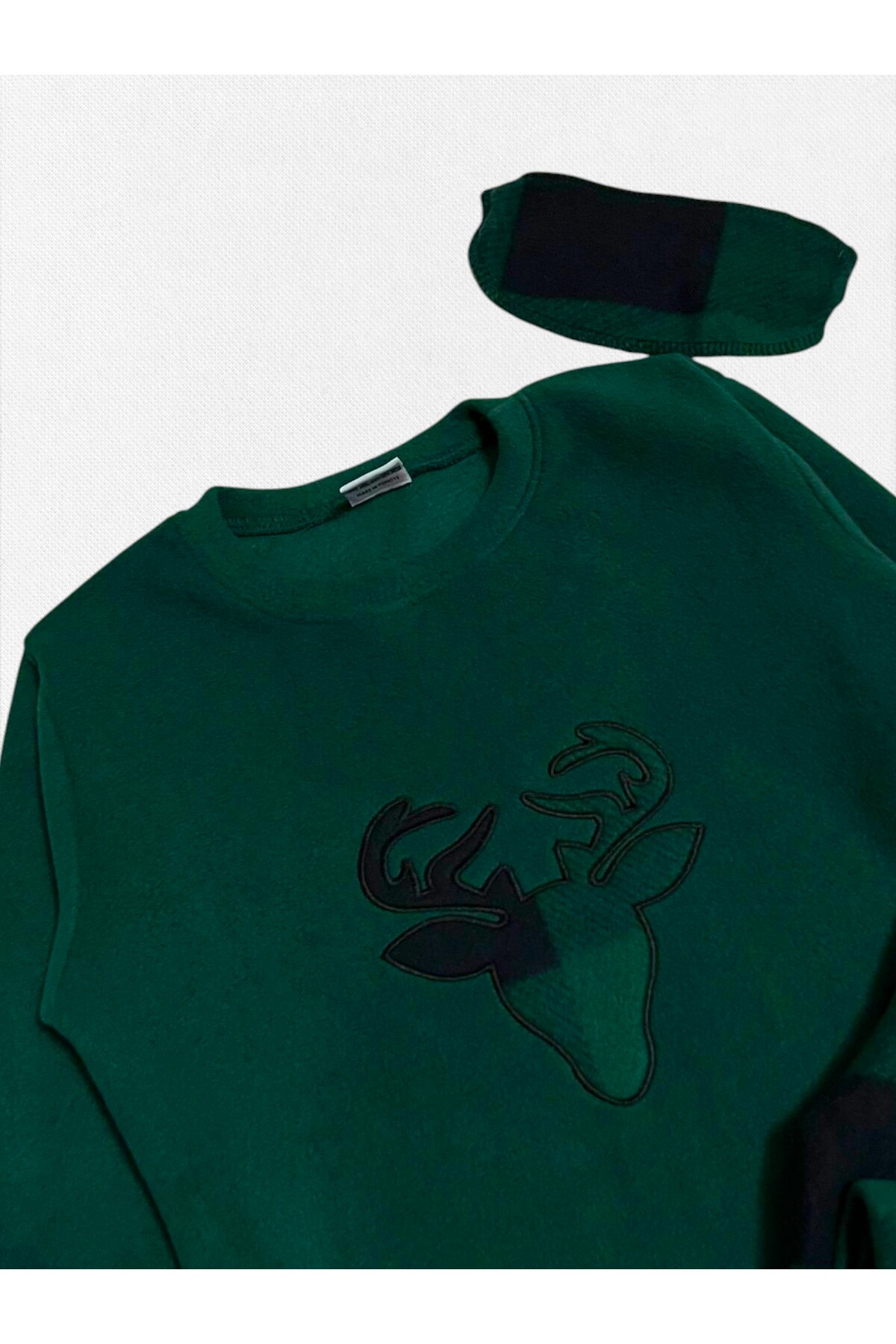 Pajama Shop Erkek Çocuk Pamuklu Uyku Bantlı Geyik Desenli Yeşil Kışlık Polar Pijama Takımı fotoğrafı 3 (önizleme)