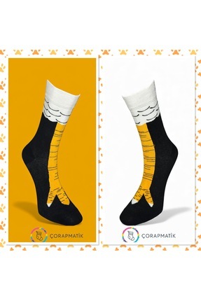 çorapmatik Tavuk Bacağı Desenli Renkli Soket Çorap