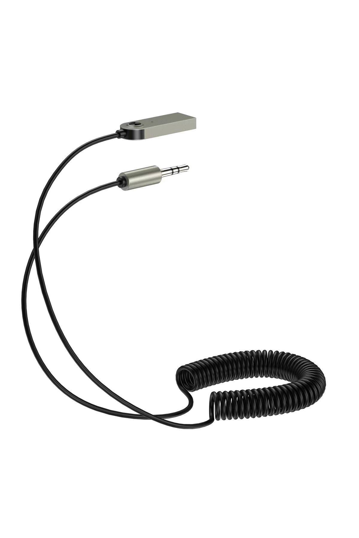 Kablosuz Samsung LG iPhone Bluetooth Aux Araç Kiti – Spiral Kablo – FM04 Mikrofonlu Siyah